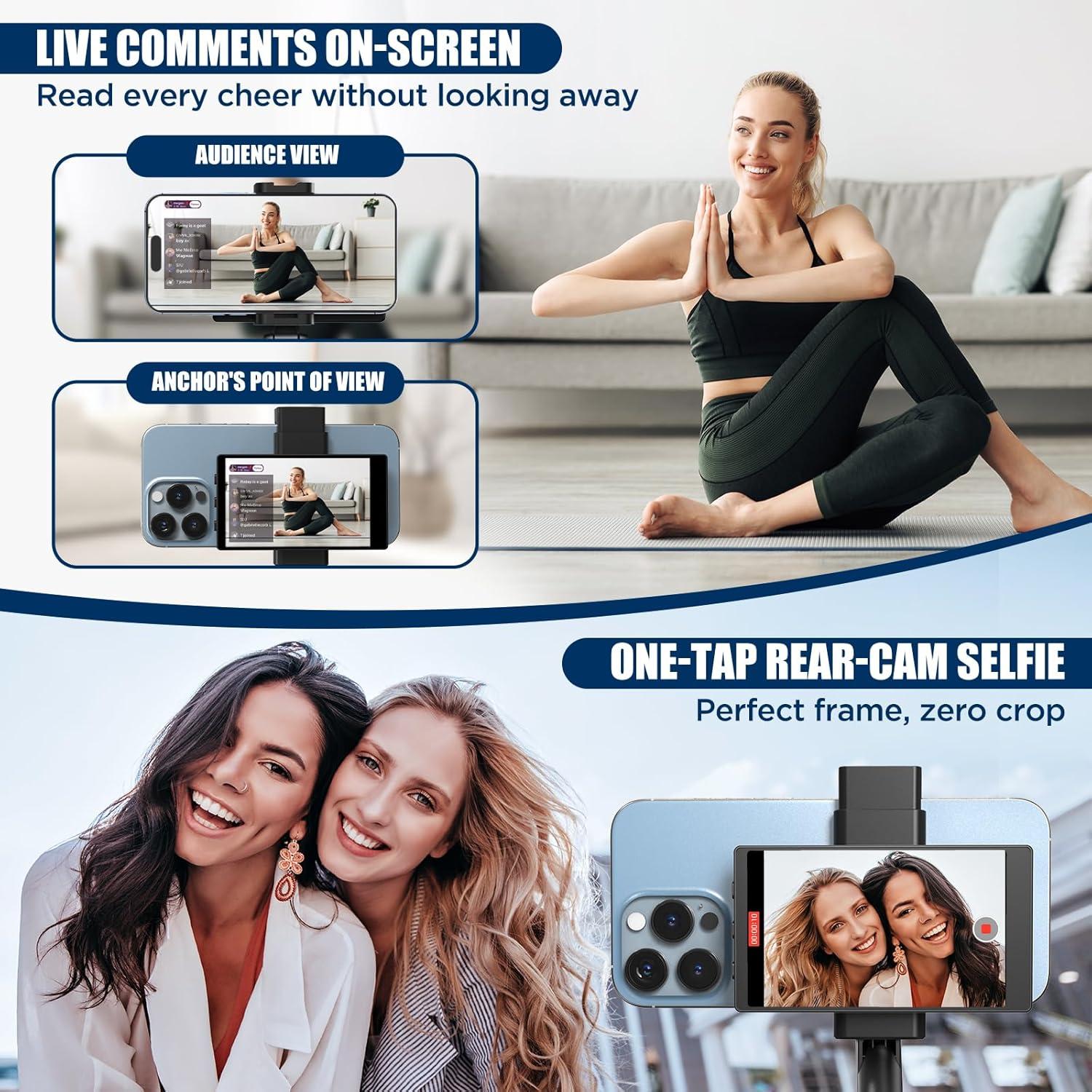 Monitor de Selfie HD VITANO para iPhone y Android - Clip Magnético