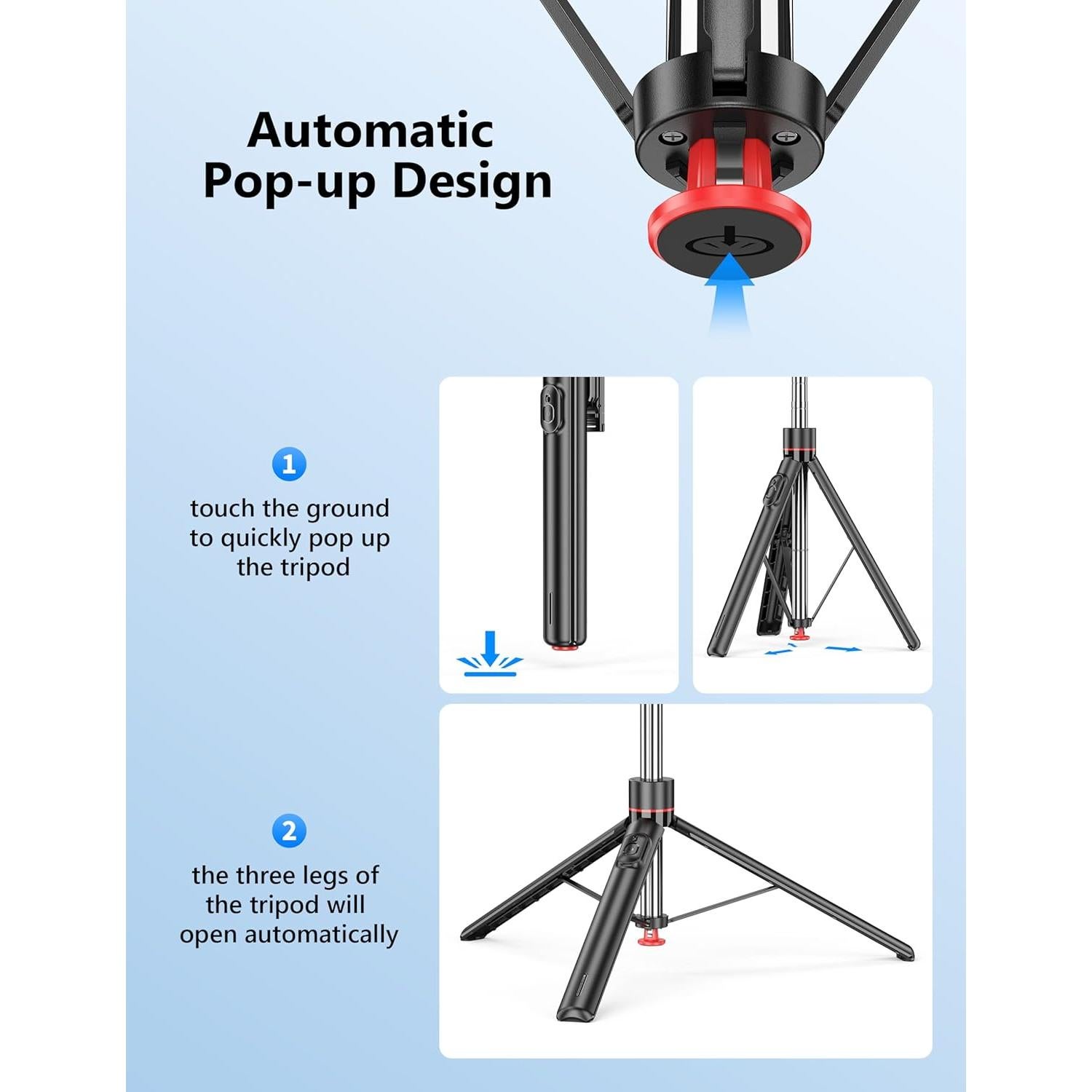 Trípode Automático Qirita 178 cm con Control Remoto para Smartphone