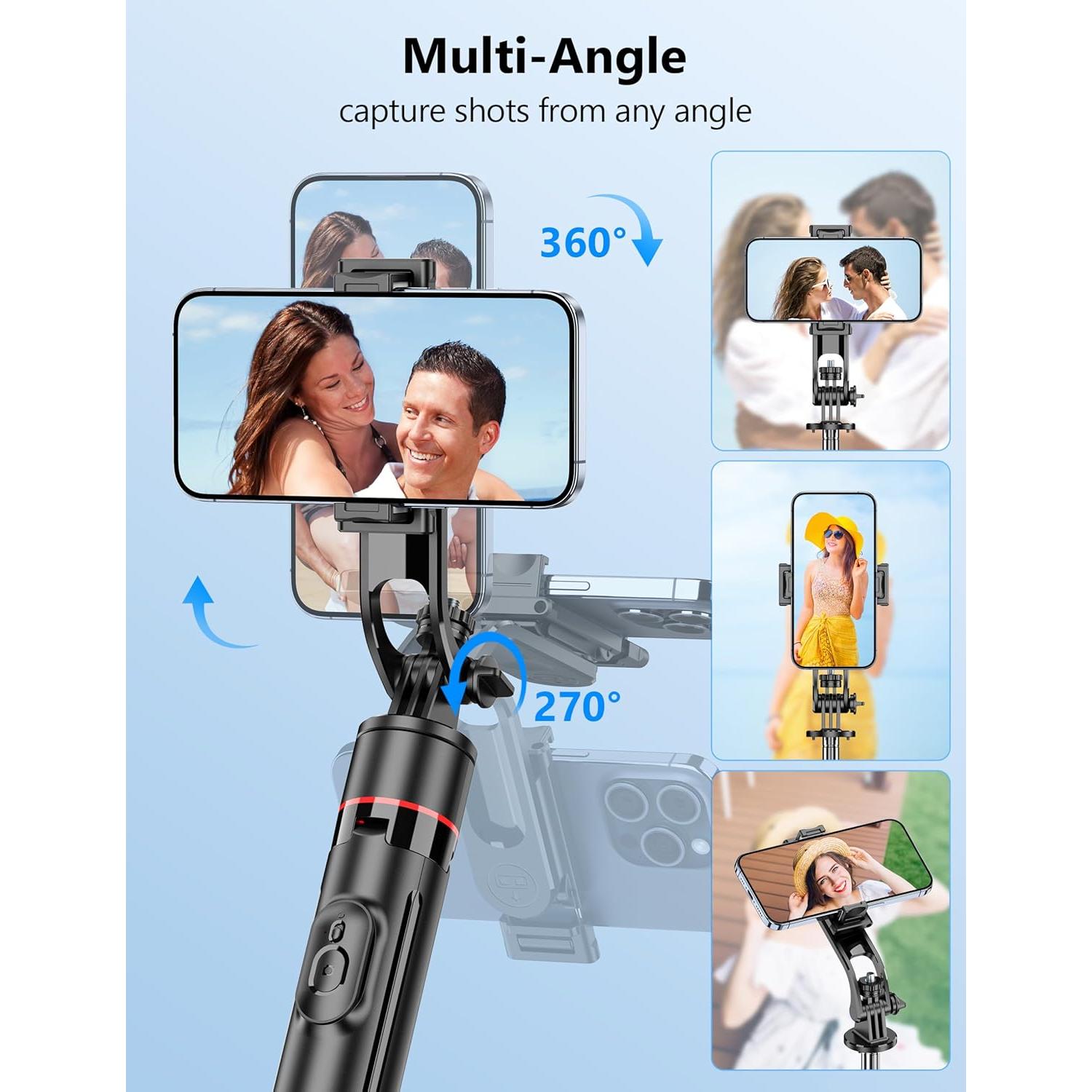 Trípode Automático Qirita 178 cm con Control Remoto para Smartphone