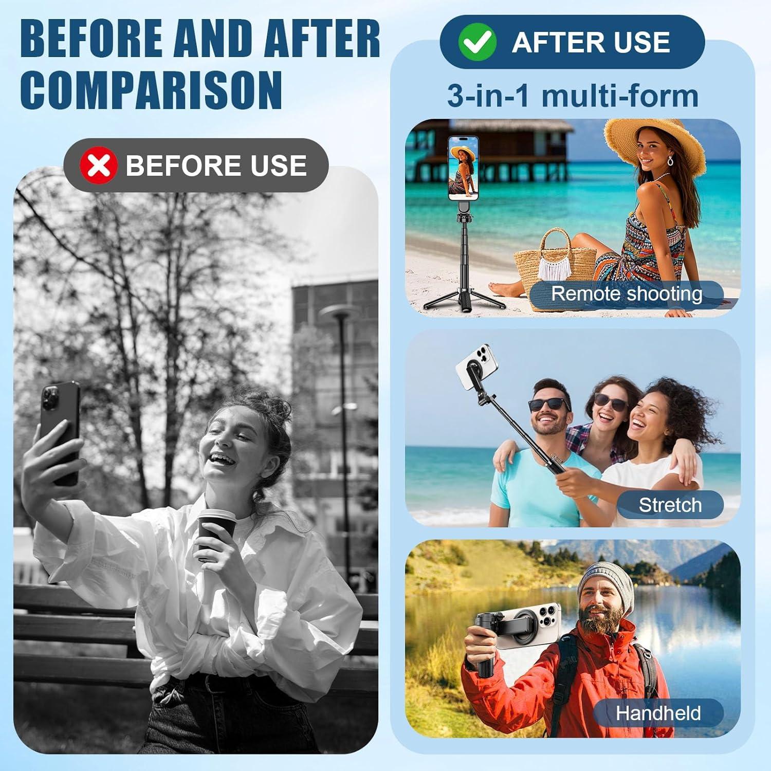 Palo de Selfie Magnético 4-en-1 Dayinkes T20, Control Remoto