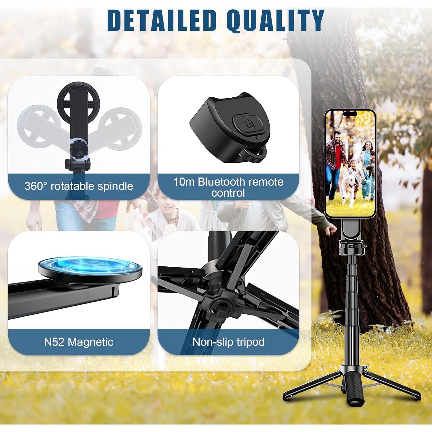 Palo de Selfie Magnético 4-en-1 Dayinkes T20, Control Remoto