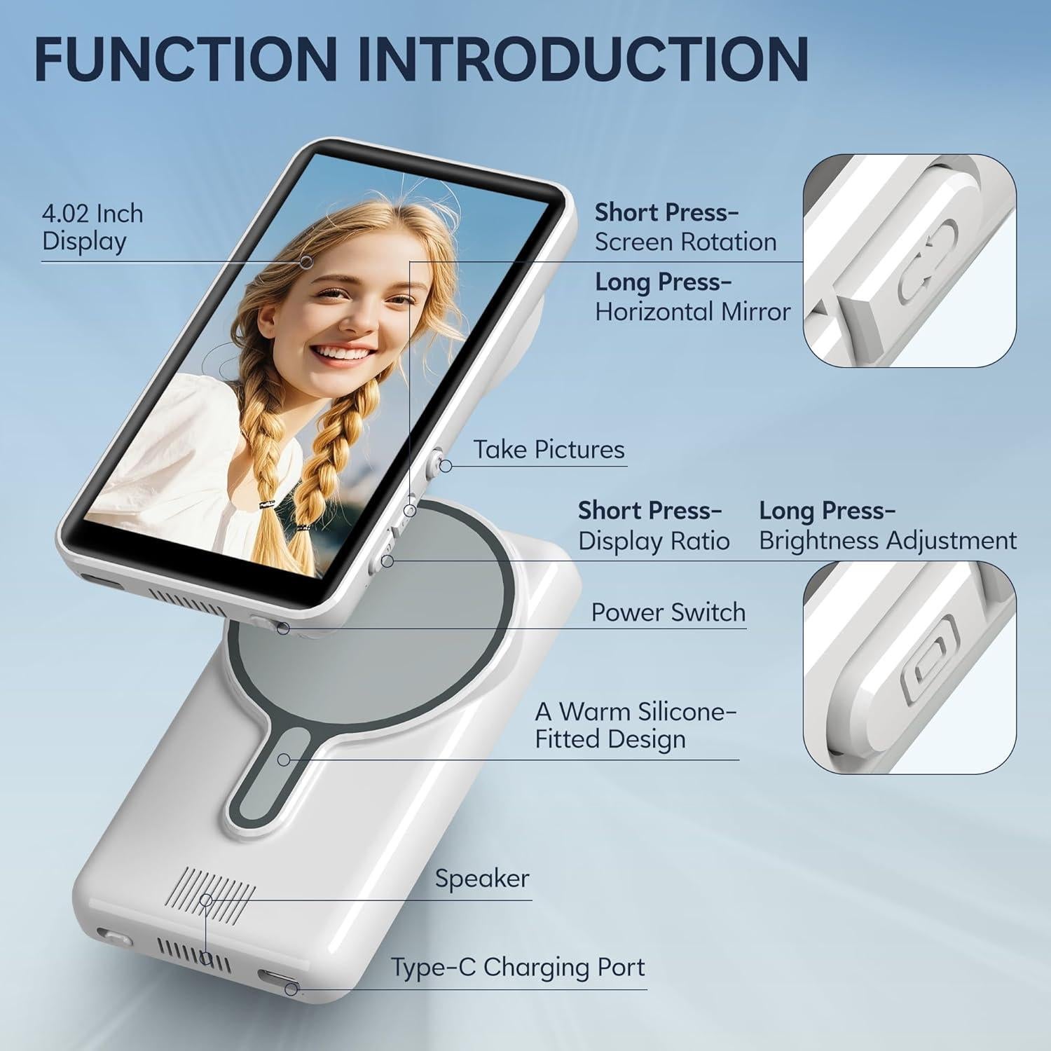 Monitor Selfie Inalámbrico PEYAKO 4.02" con Control Remoto