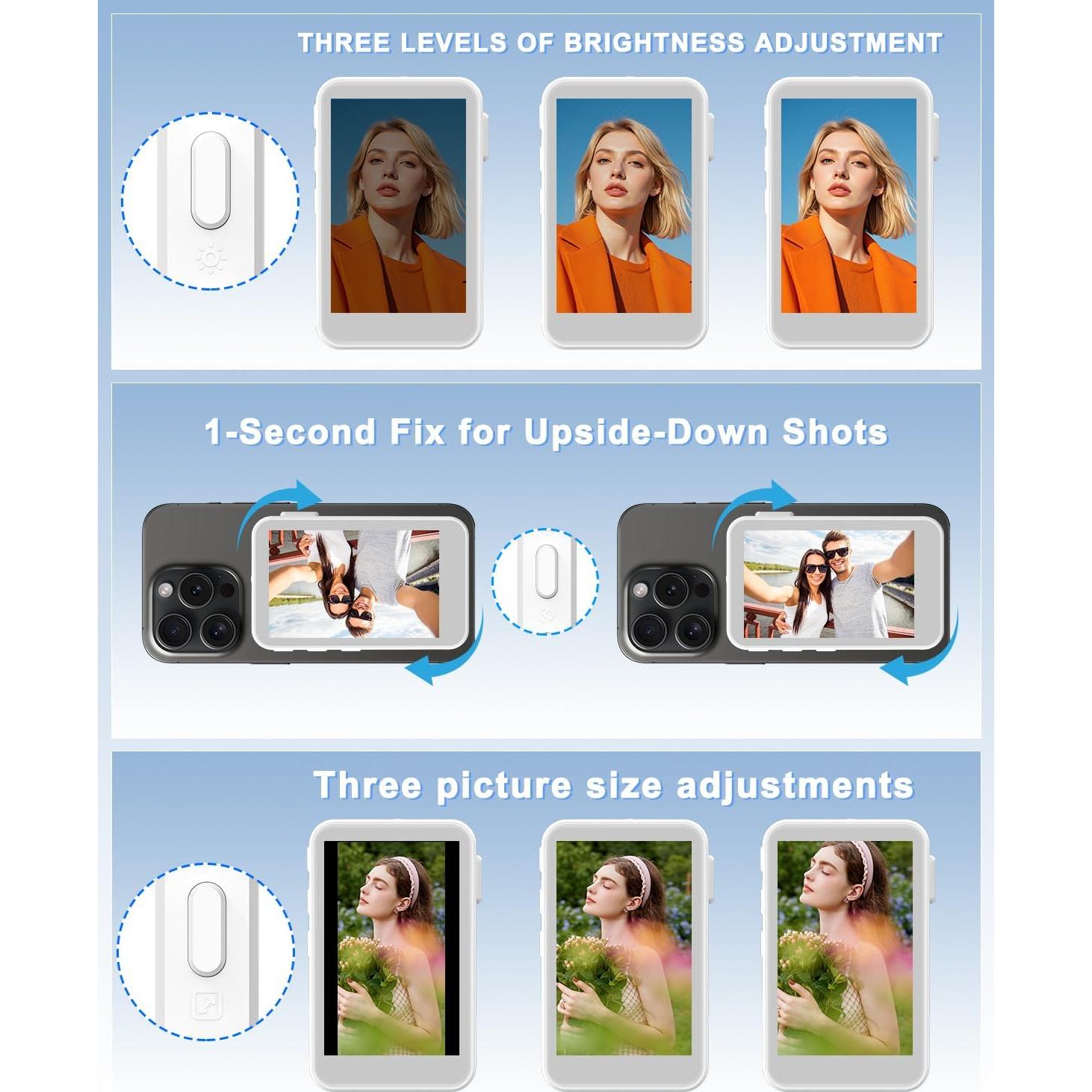 Pantalla Monitor Selfie Inalámbrica GDJUQZ 4K para Vlog