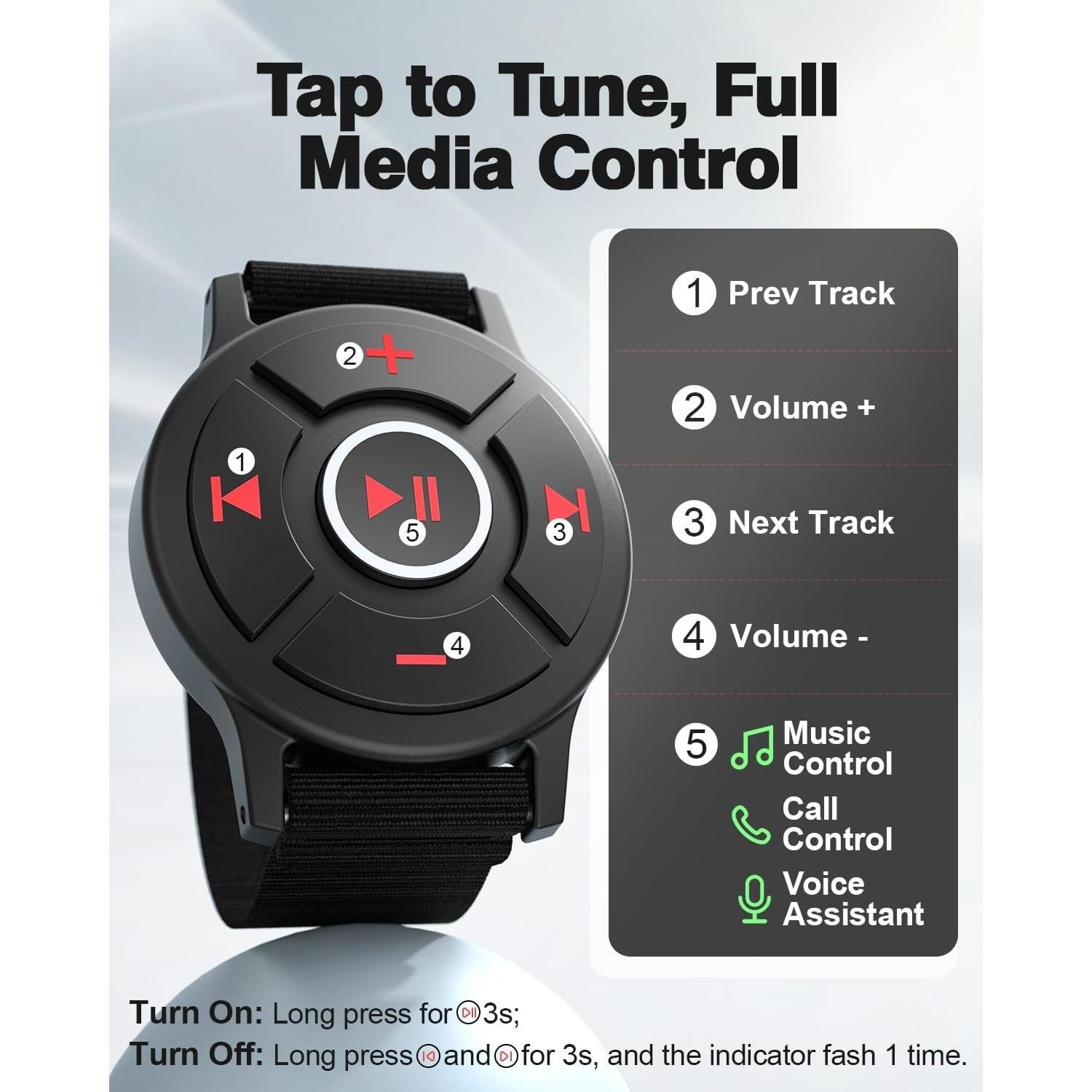 Control Remoto Bluetooth Muslecid C10 IPX7 para Volante y Deportes