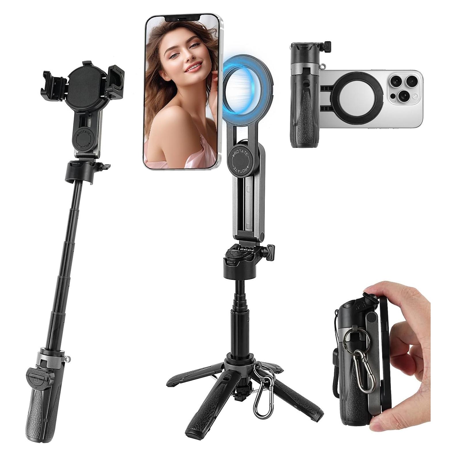 Palo Selfie Trípode Magnético WOVTE P15 para iPhone 11.7cm