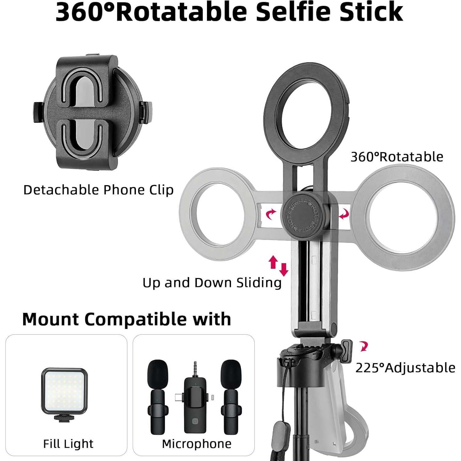 Palo Selfie Trípode Magnético WOVTE P15 para iPhone 11.7cm