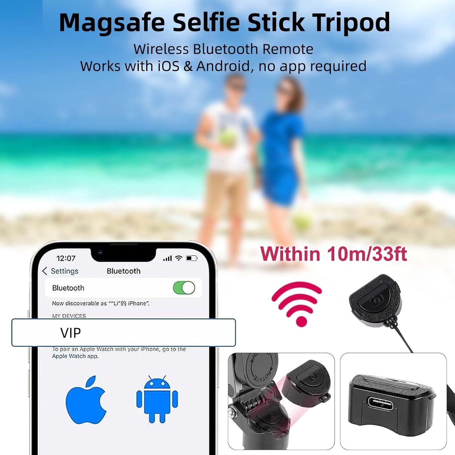 Palo Selfie Trípode Magnético WOVTE P15 para iPhone 11.7cm