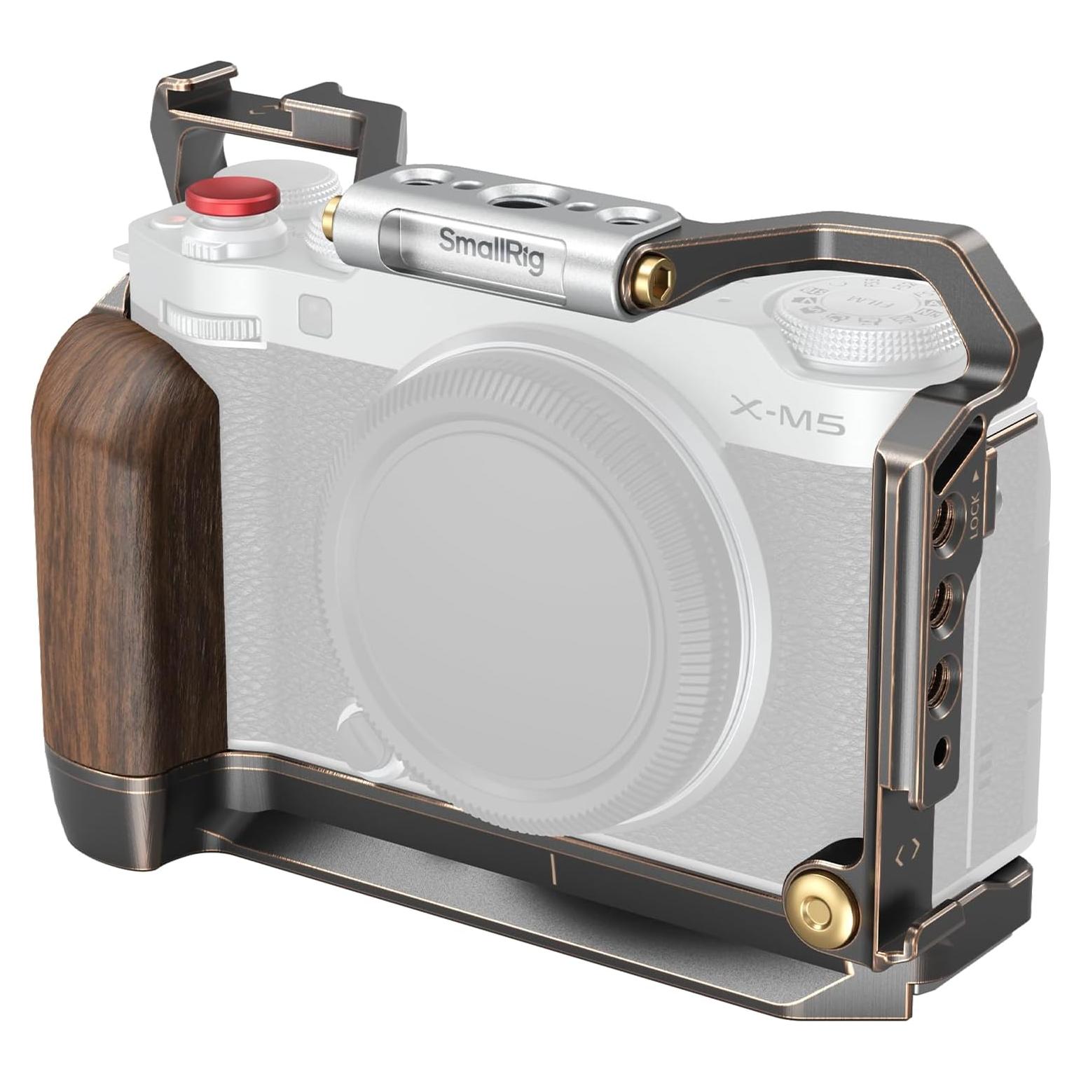 Cage Retro para FUJIFILM X-M5 con Mango de Madera y Placa Arca