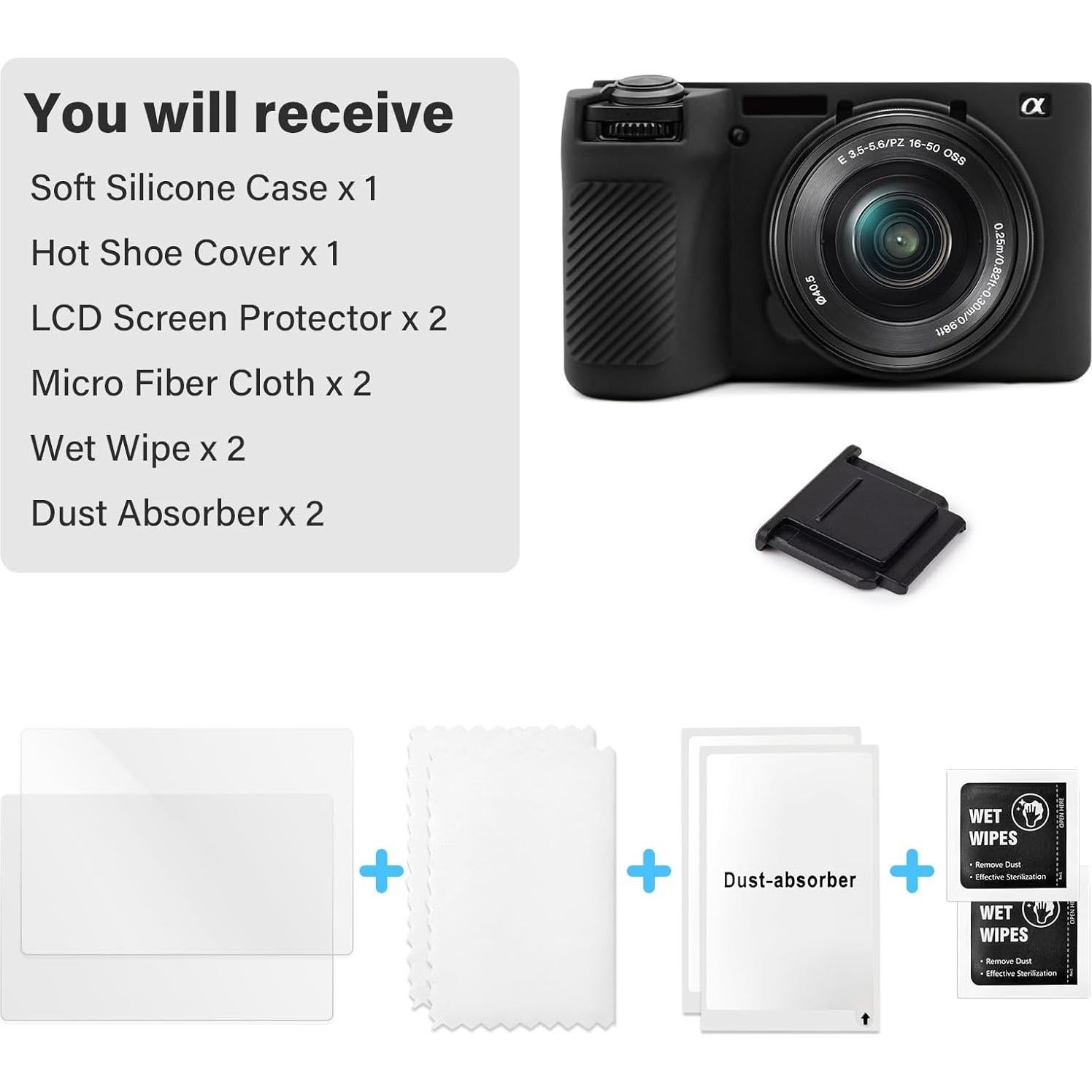 Kit Accesorios para Cámara Sony Alpha 6700 - Funda Silicona y Protectores