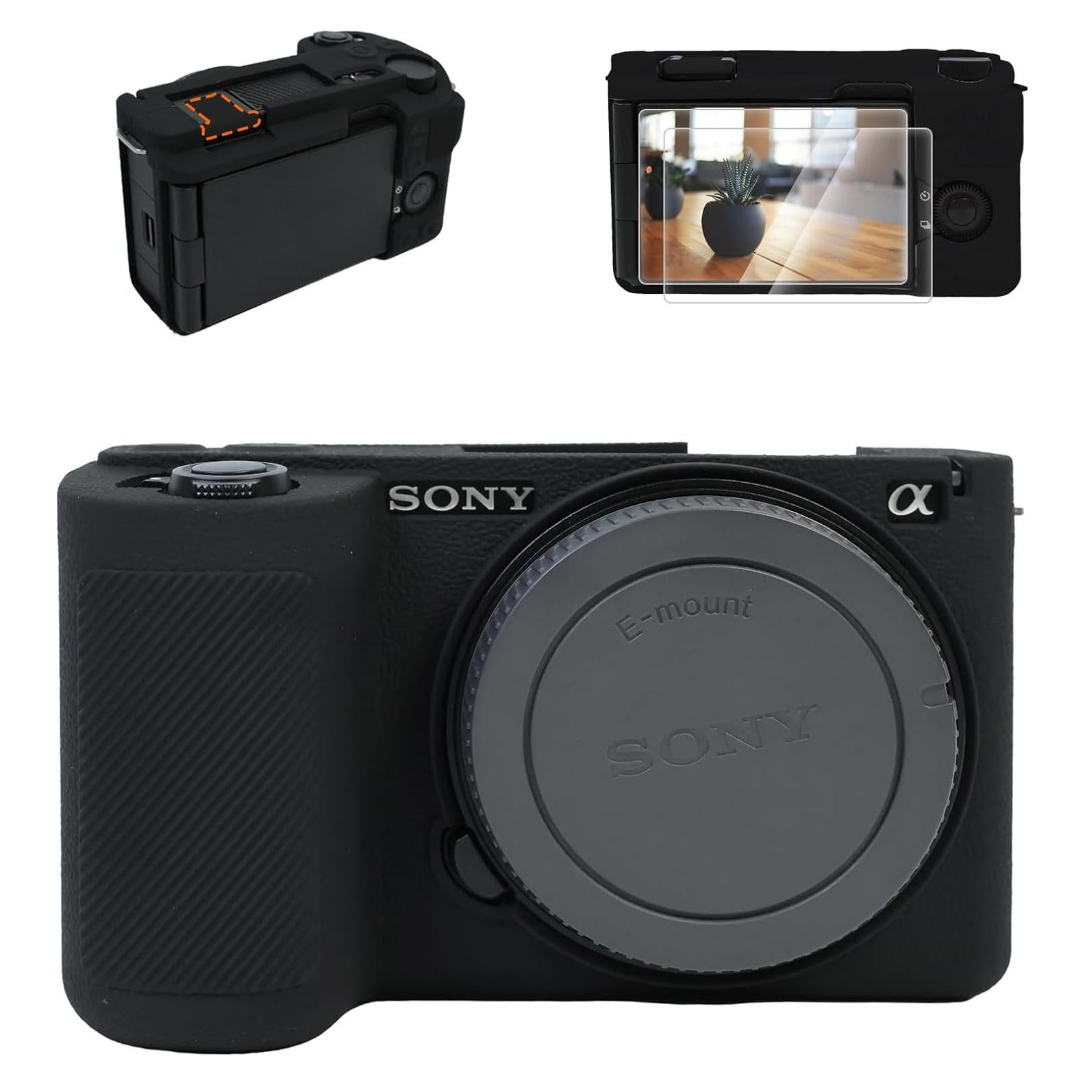 Funda de silicona VOVMOEYA para cámara Sony ZV-E10II + 2 protectores