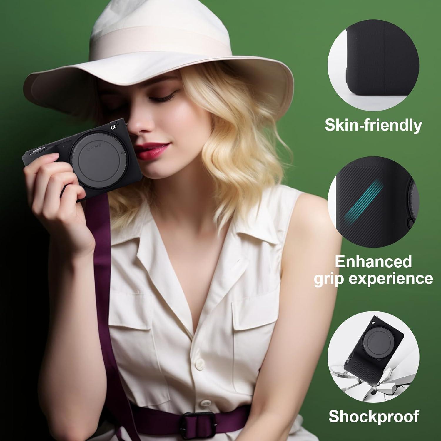 Funda de silicona VOVMOEYA para cámara Sony ZV-E10II + 2 protectores