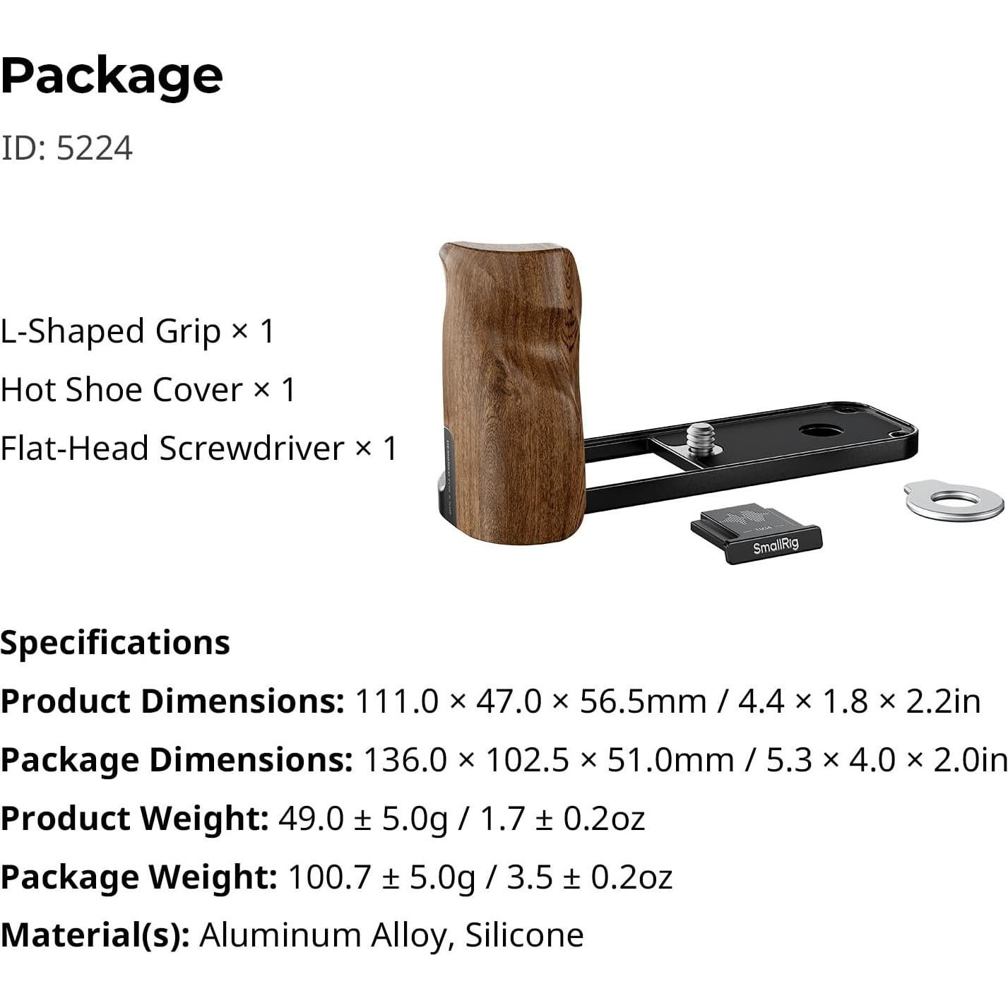 Agarradera en L de Madera SmallRig 5224 para Fujifilm