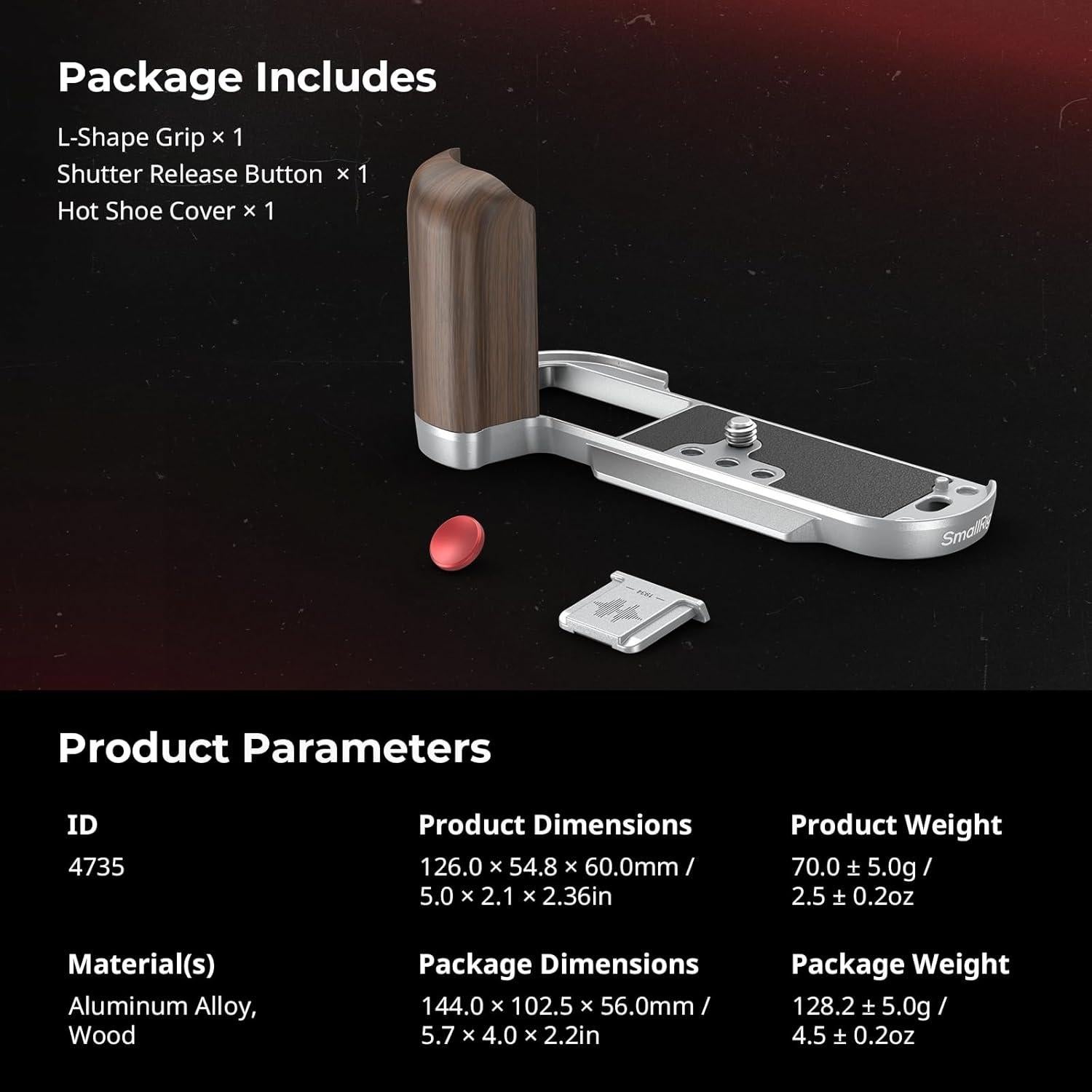 Mango en Forma de L SmallRig 4735 para FUJIFILM X-T50 Plata