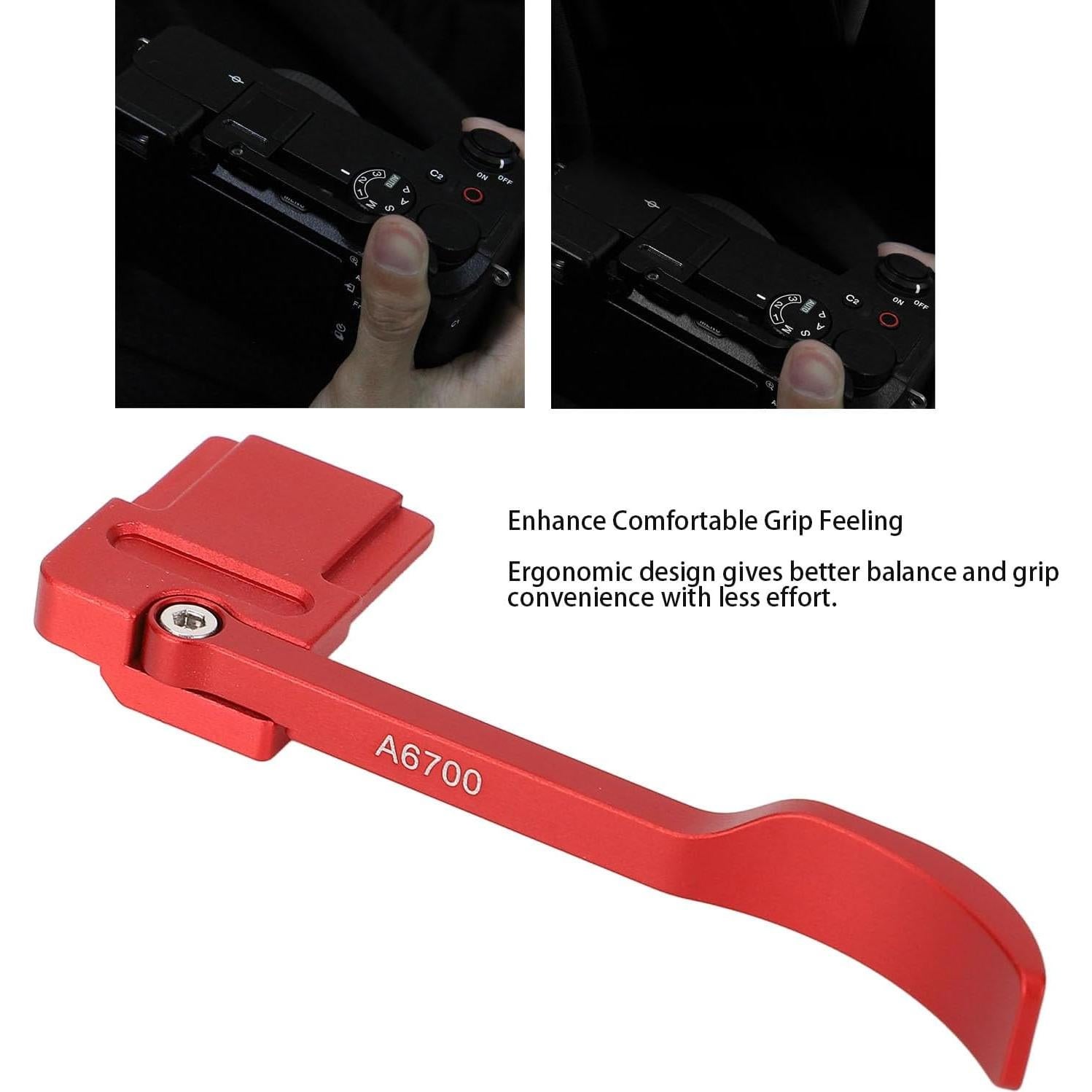 Agarradera de Pulgar Metálica Agatige para Cámara A6700 Rojo
