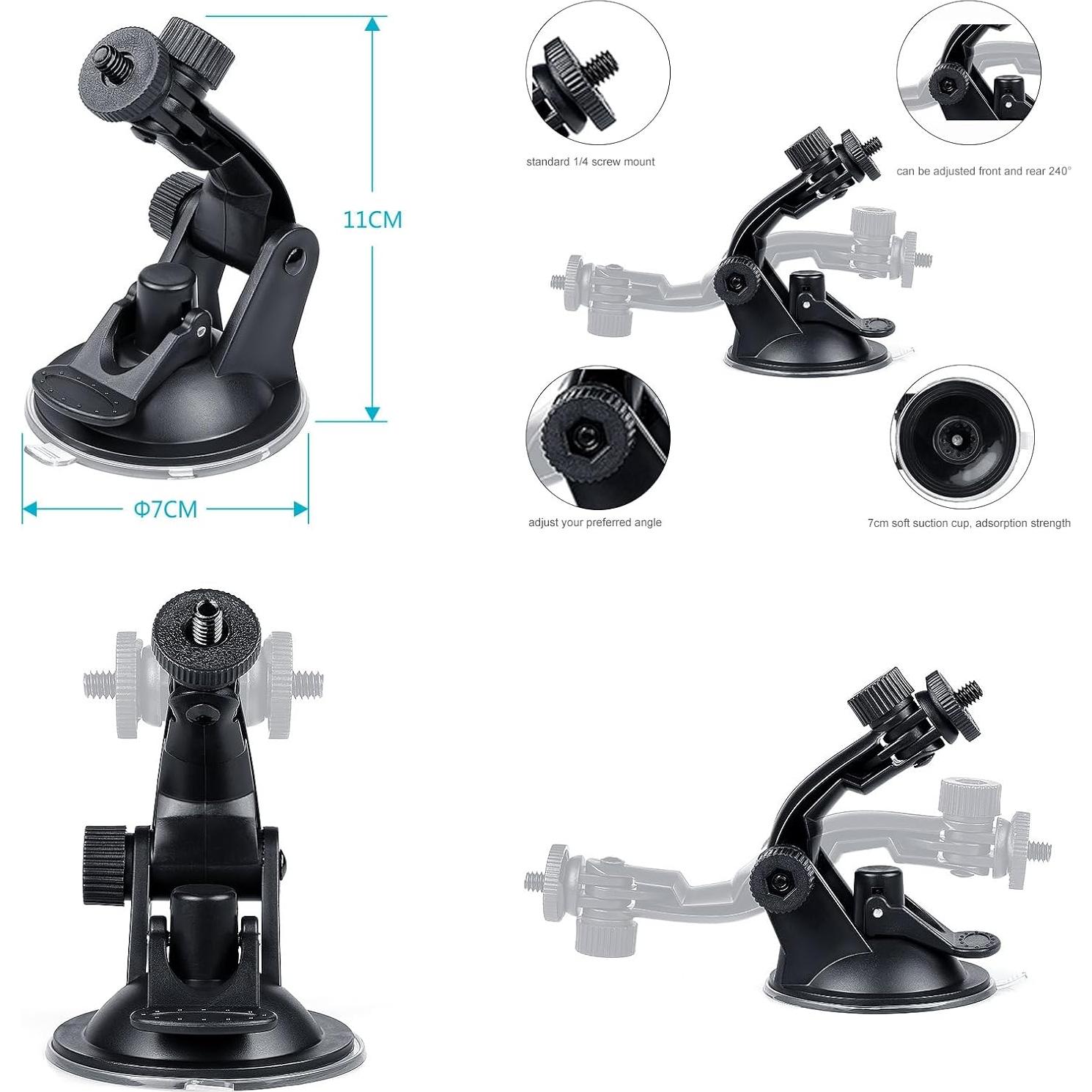 Kit Accesorios Cámara de Acción KUANVE - Palo Selfie, Soporte Ventosa, Mango Flotante, Trípode Mini