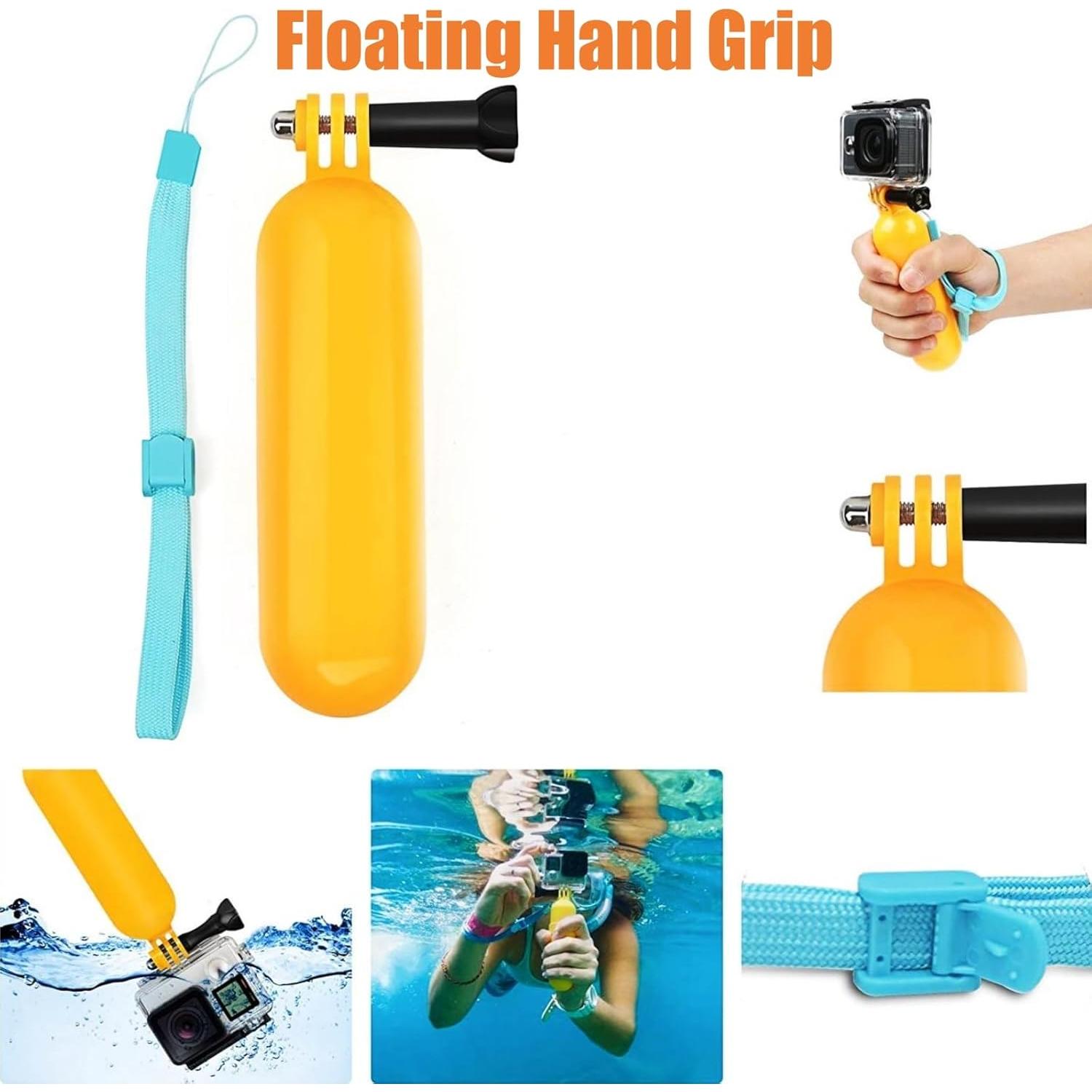 Kit Accesorios Cámara de Acción KUANVE - Palo Selfie, Soporte Ventosa, Mango Flotante, Trípode Mini