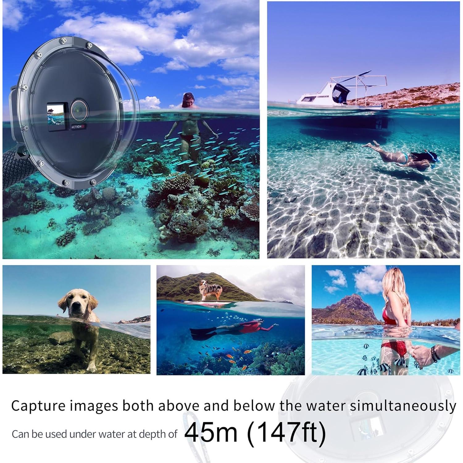 Puerto Domo Impermeable YALLSAME para DJI Osmo Action 3/4/5 Pro