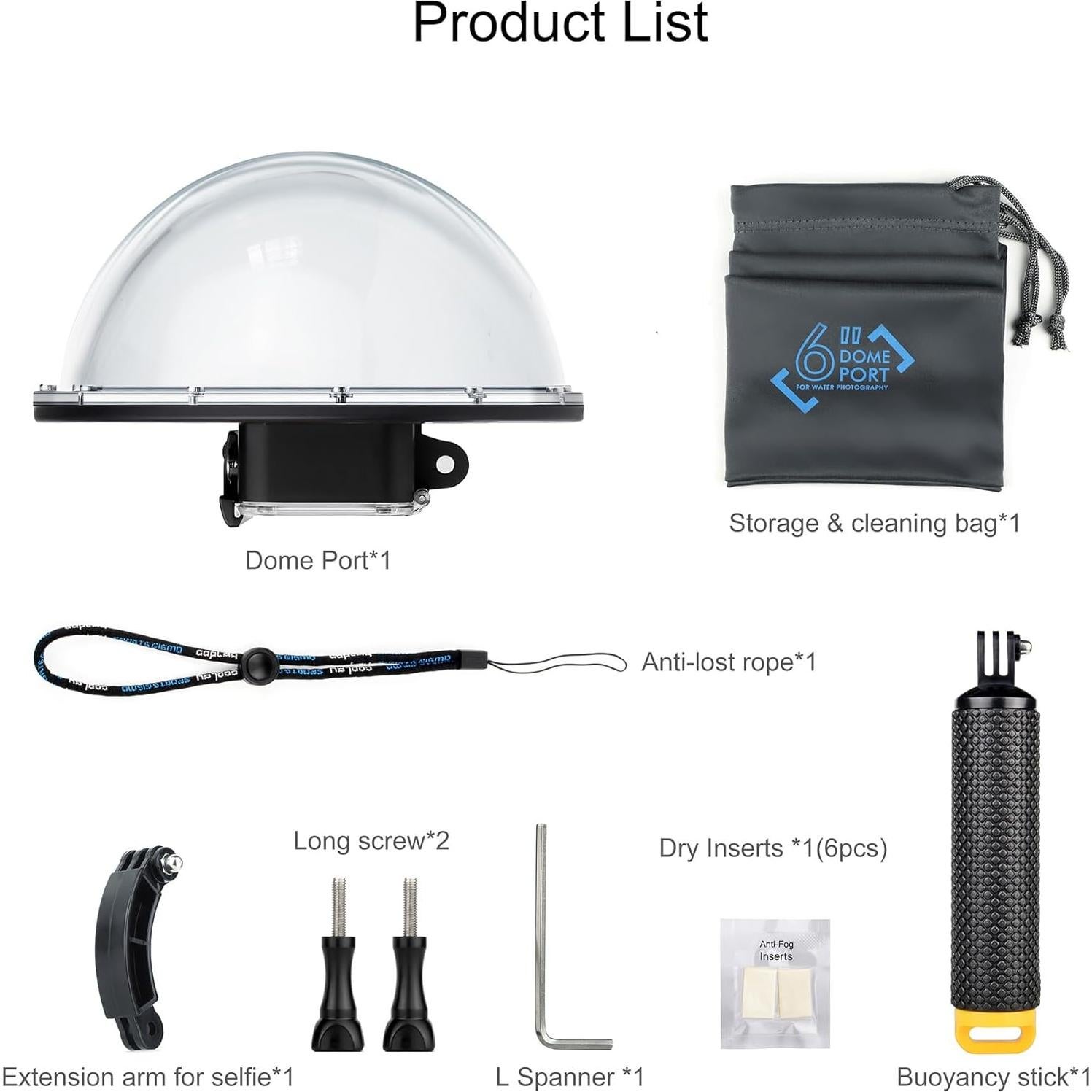 Puerto Domo Impermeable YALLSAME para DJI Osmo Action 3/4/5 Pro