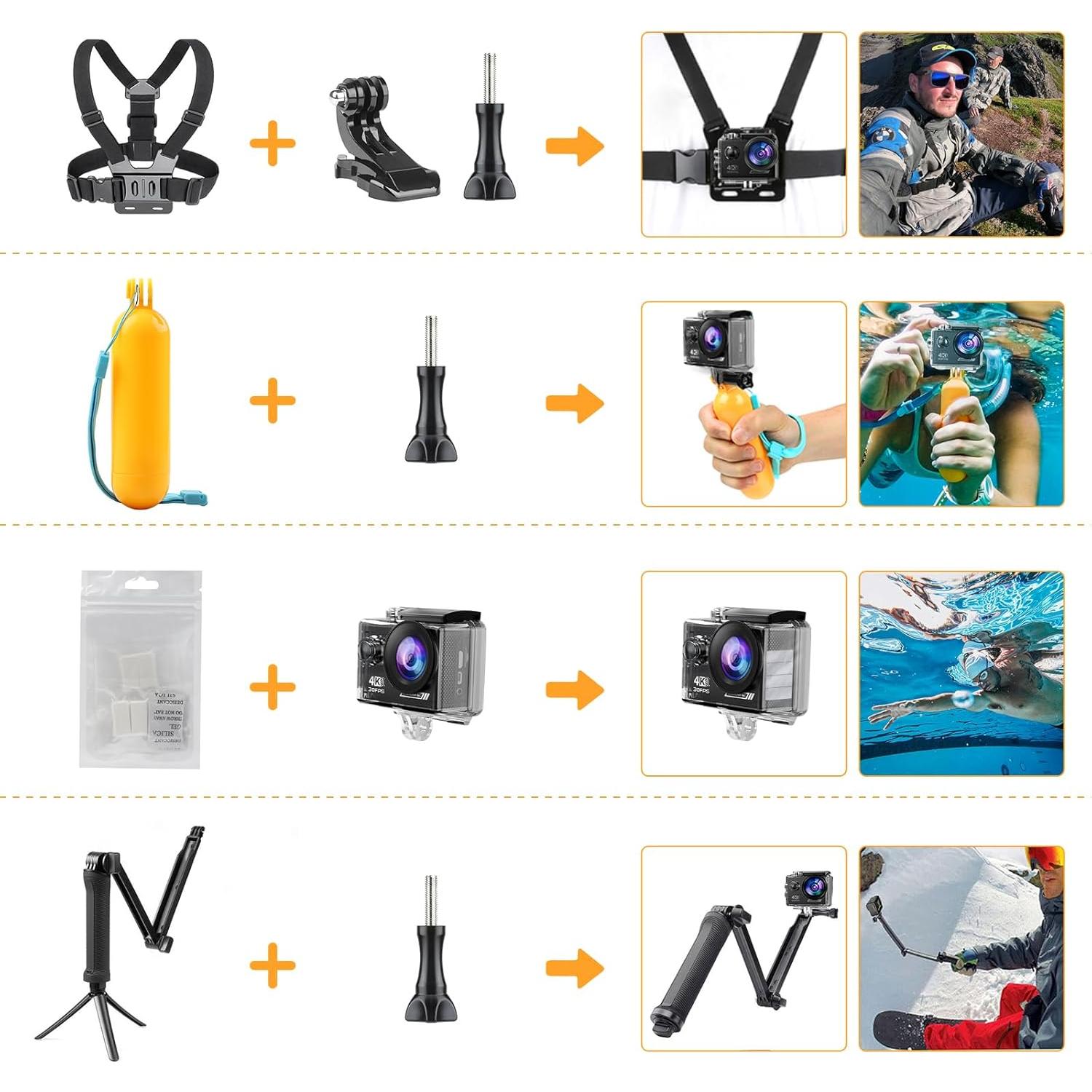 Kit de Accesorios para Cámara de Acción TIMNUT 20 Piezas