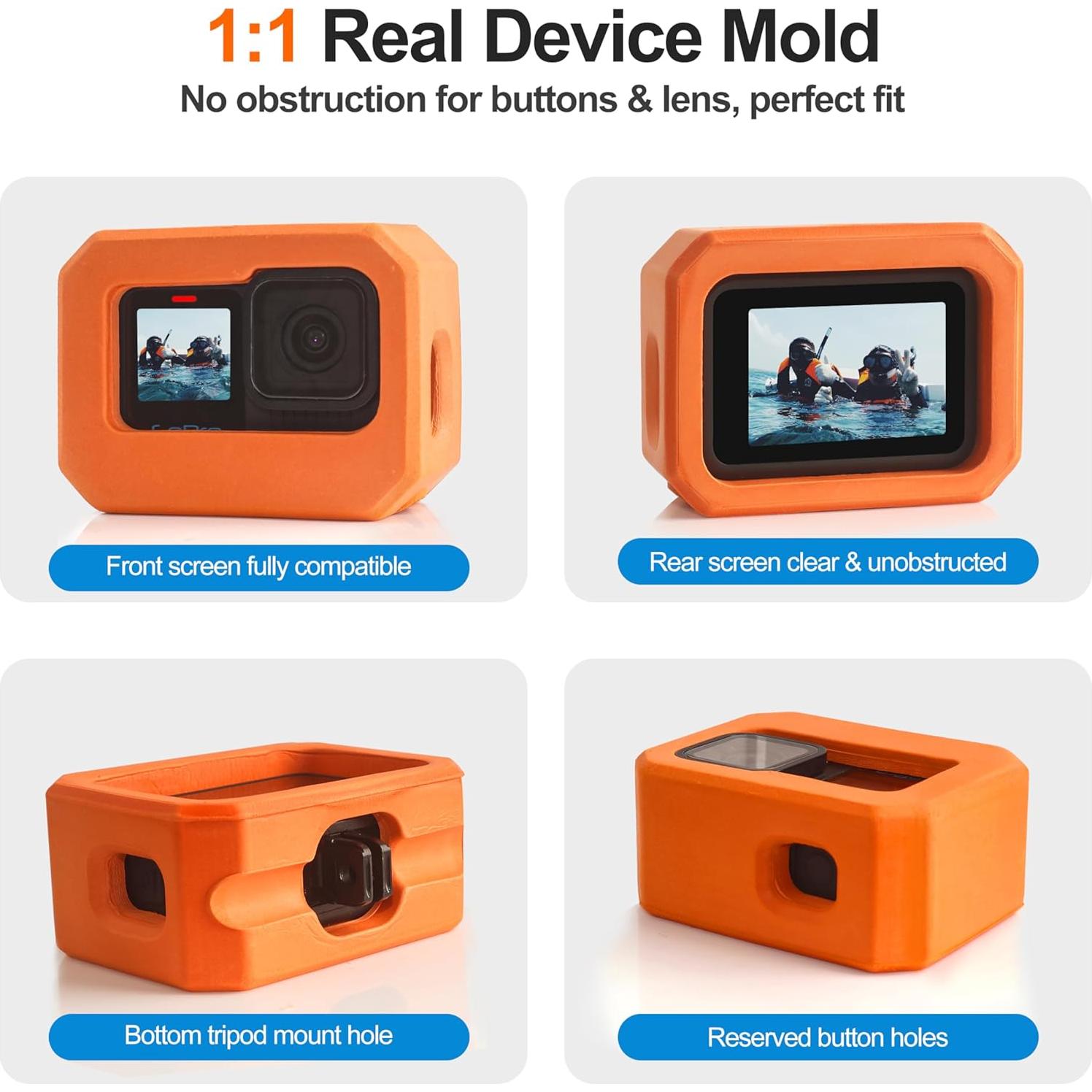 FitStill Funda Flotante y Mango para GoPro Hero 9-13 Negro