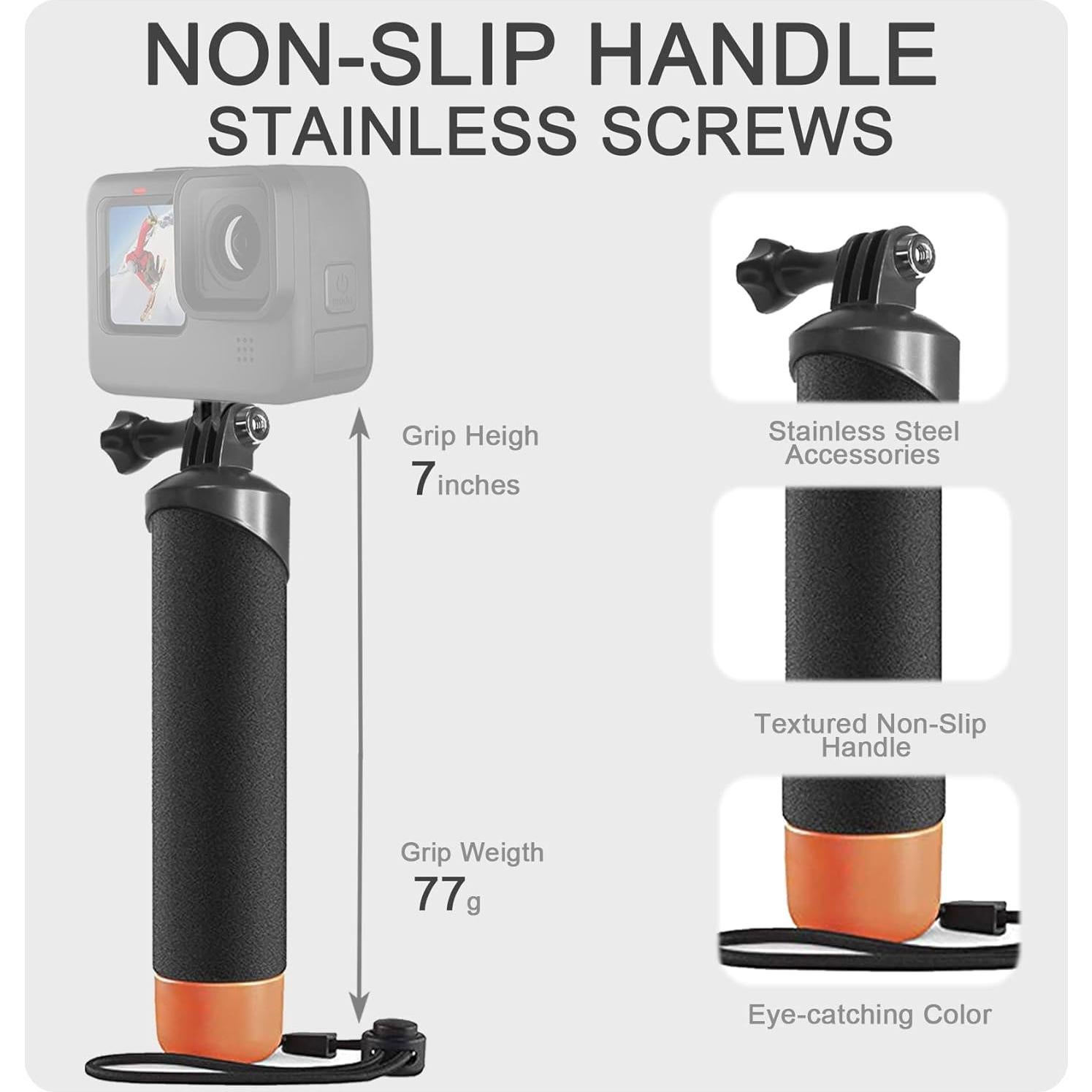 FitStill Funda Flotante y Mango para GoPro Hero 9-13 Negro