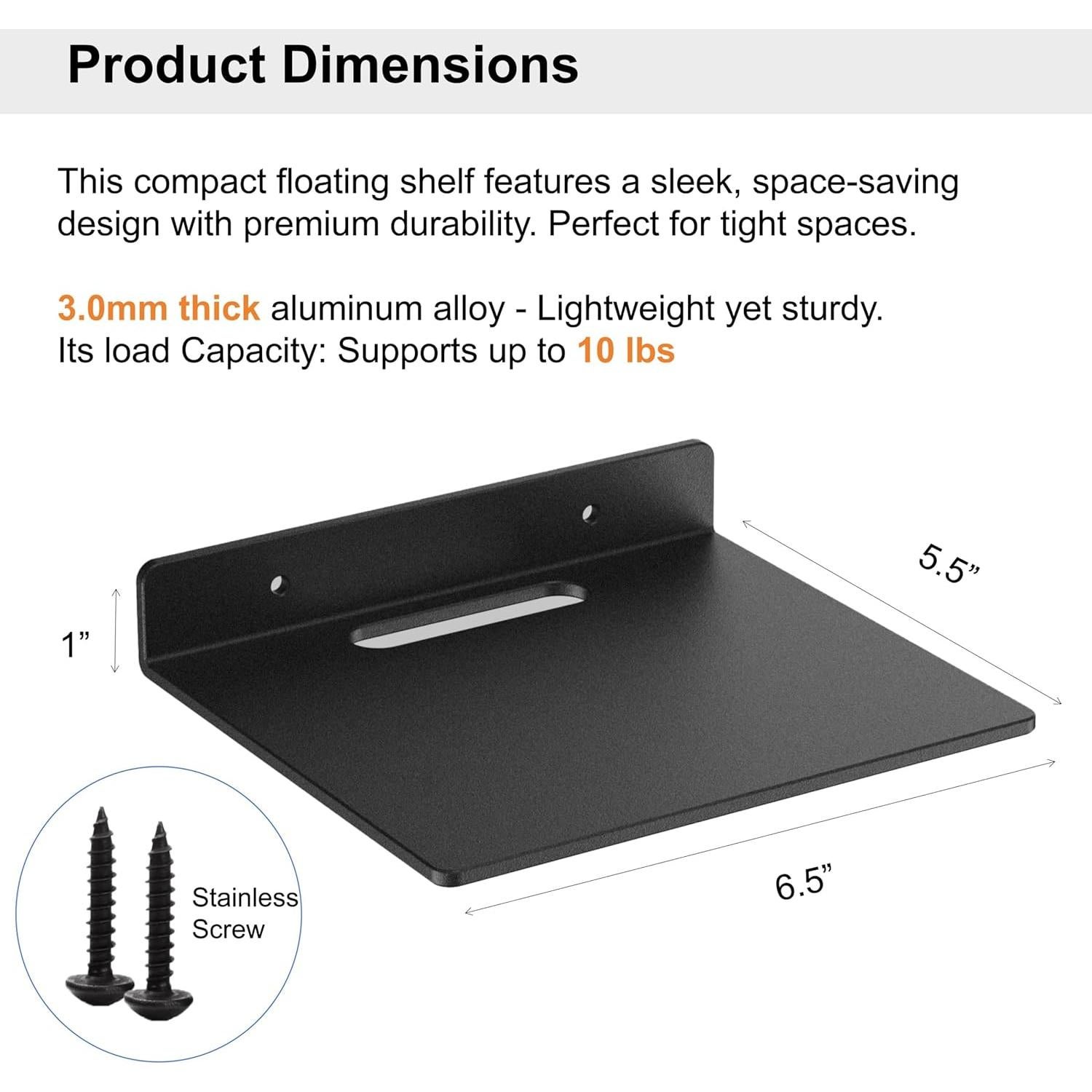 Estante Flotante de Metal NUTNAPH 6.5" Negro 3mm para Pared