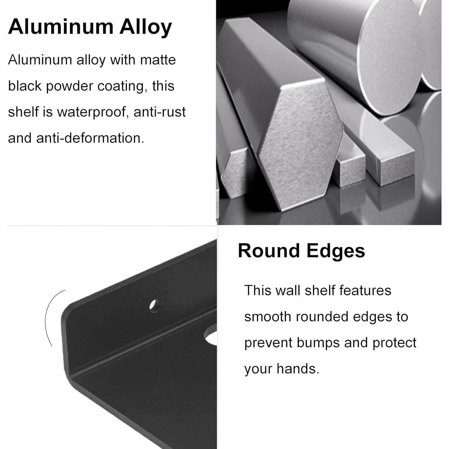 Estante Flotante de Metal NUTNAPH 6.5" Negro 3mm para Pared