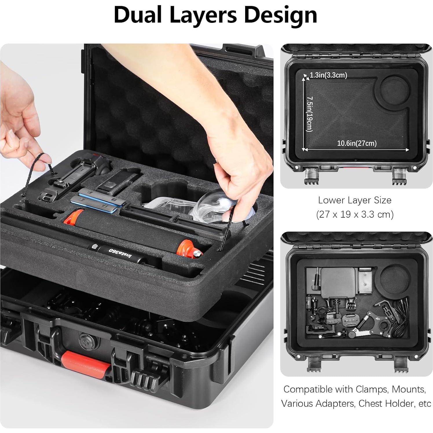 Funda Dura Impermeable Amazear para Insta360 X4 X5 - 35x28.5cm