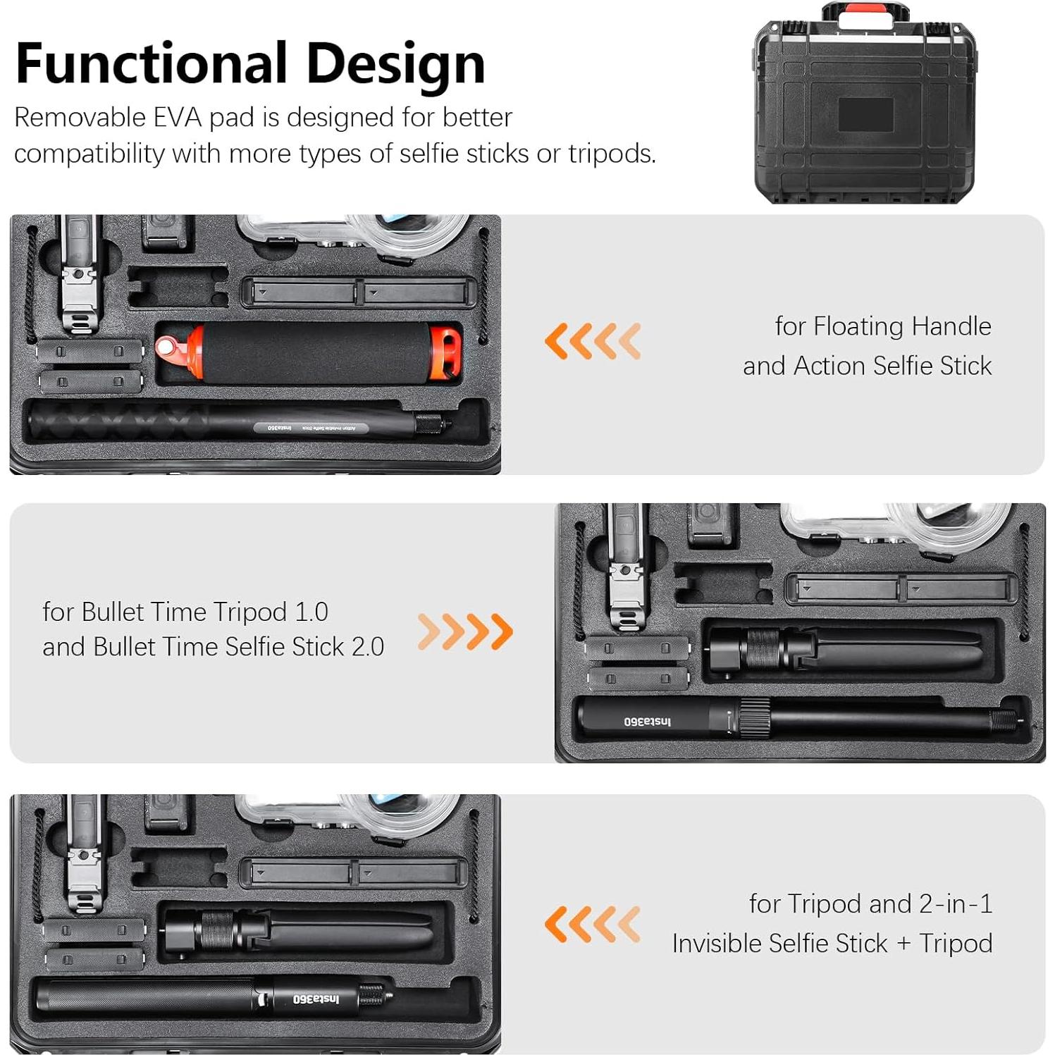 Funda Dura Impermeable Amazear para Insta360 X4 X5 - 35x28.5cm