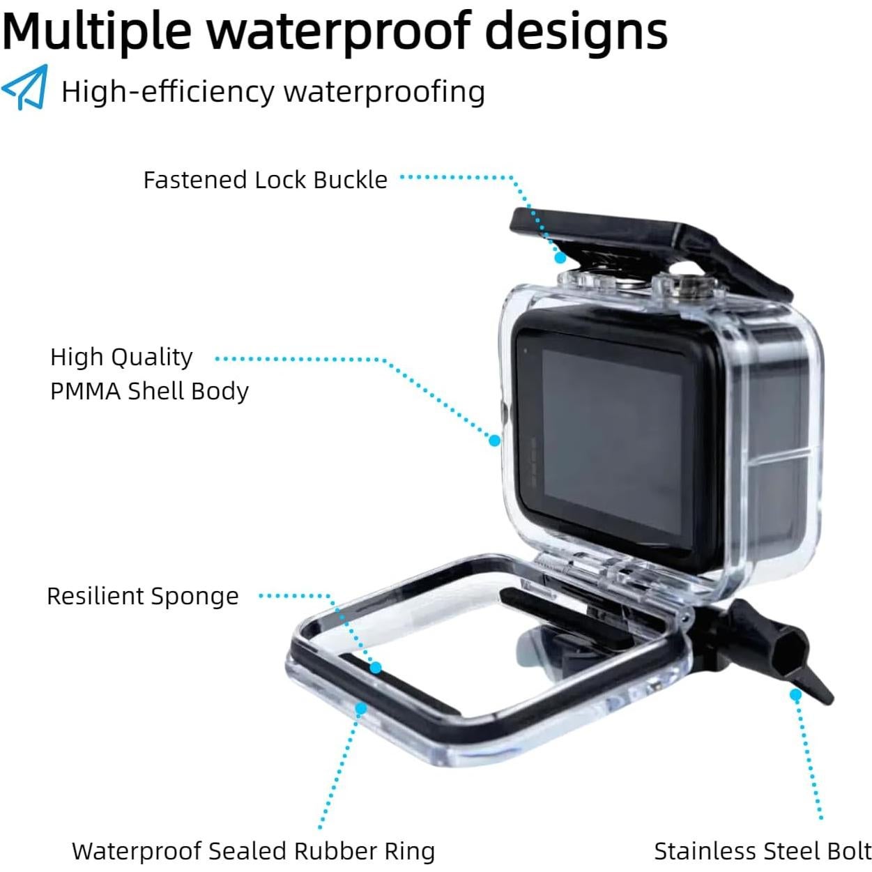 Funda Impermeable Terebento para GoPro Hero 13/12/11/10/9 con 3 Filtros