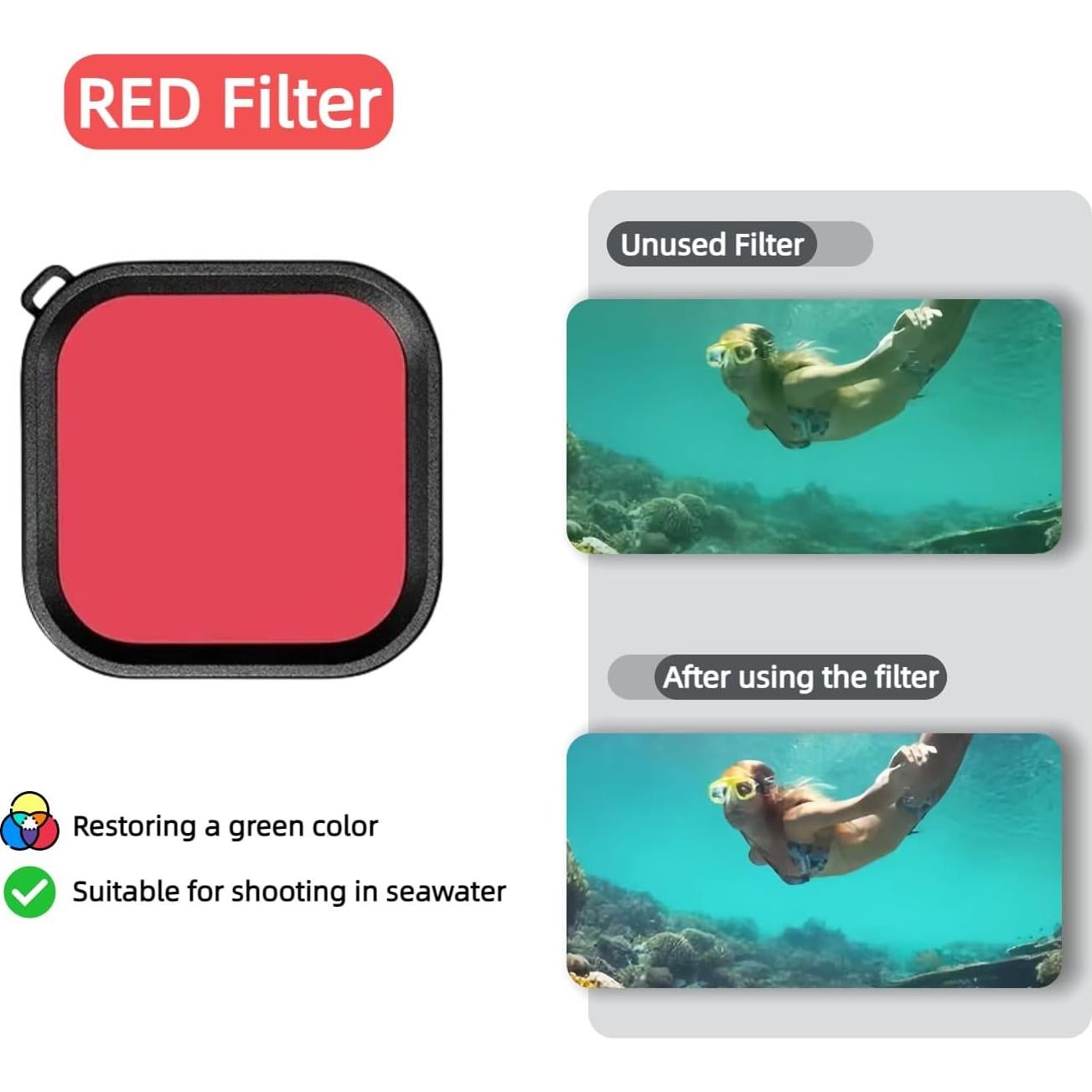 Funda Impermeable Terebento para GoPro Hero 13/12/11/10/9 con 3 Filtros