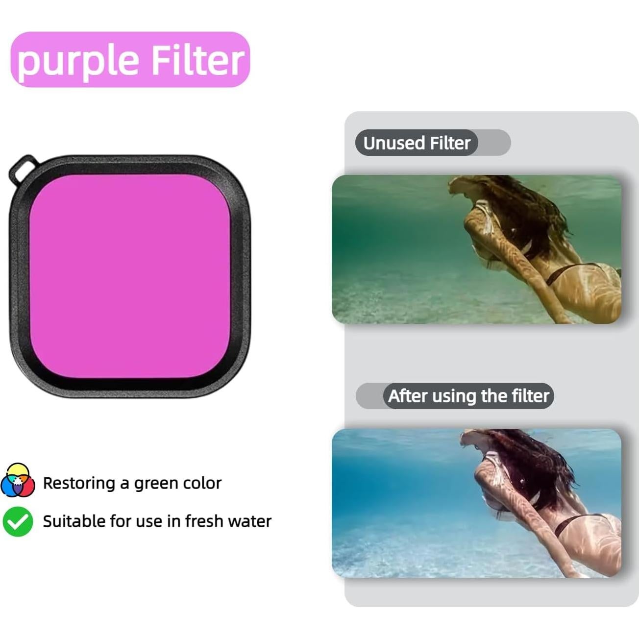 Funda Impermeable Terebento para GoPro Hero 13/12/11/10/9 con 3 Filtros