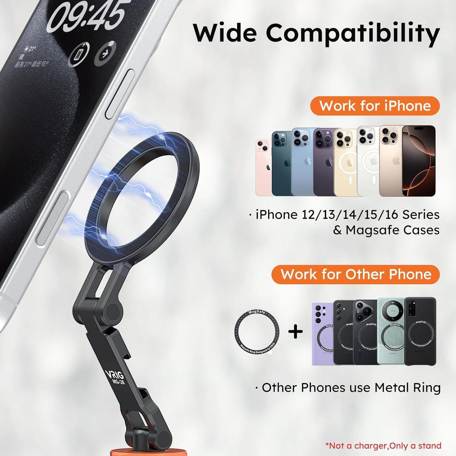 Soporte de trípode magnético VRIG MG-28 para iPhone 12-16