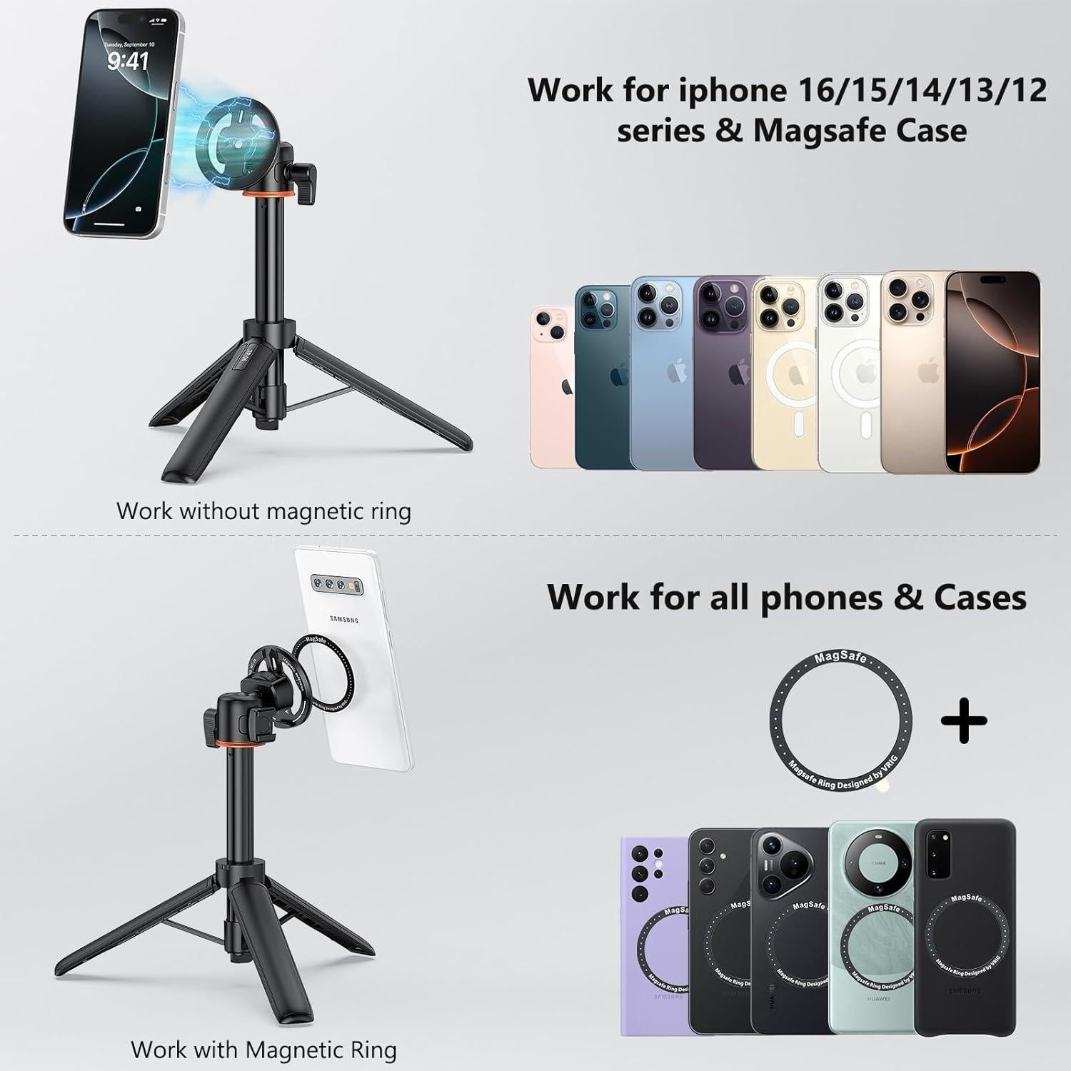 Soporte de trípode magnético VRIG para iPhone 12-16 Pro Max