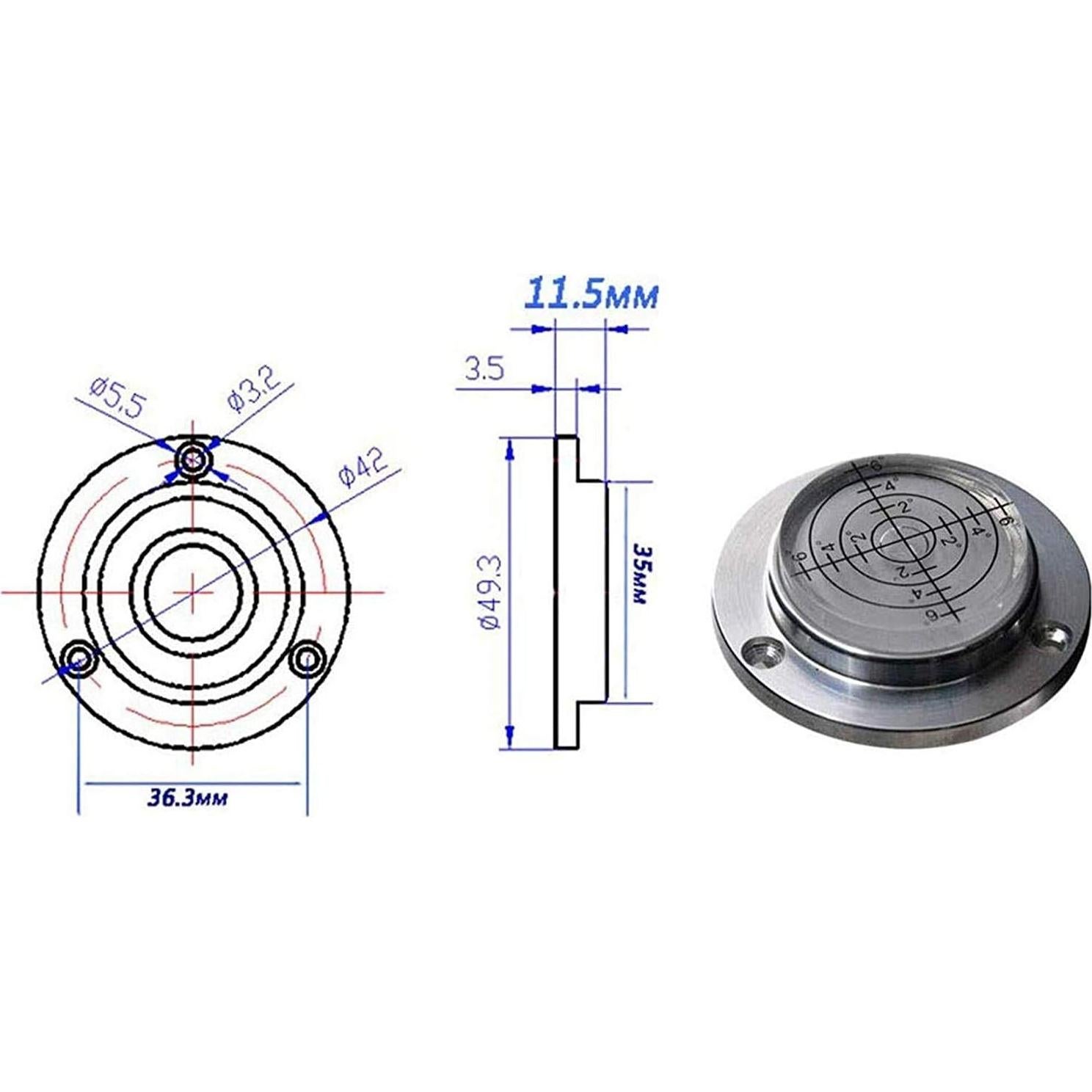 Nivel de Burbuja Redondo XMLEI 50mm Aluminio Blanco
