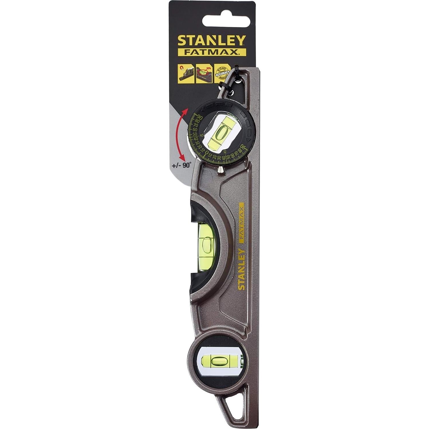 Nivel de burbuja Stanley FatMax Torpedo 25cm Aluminio Negro