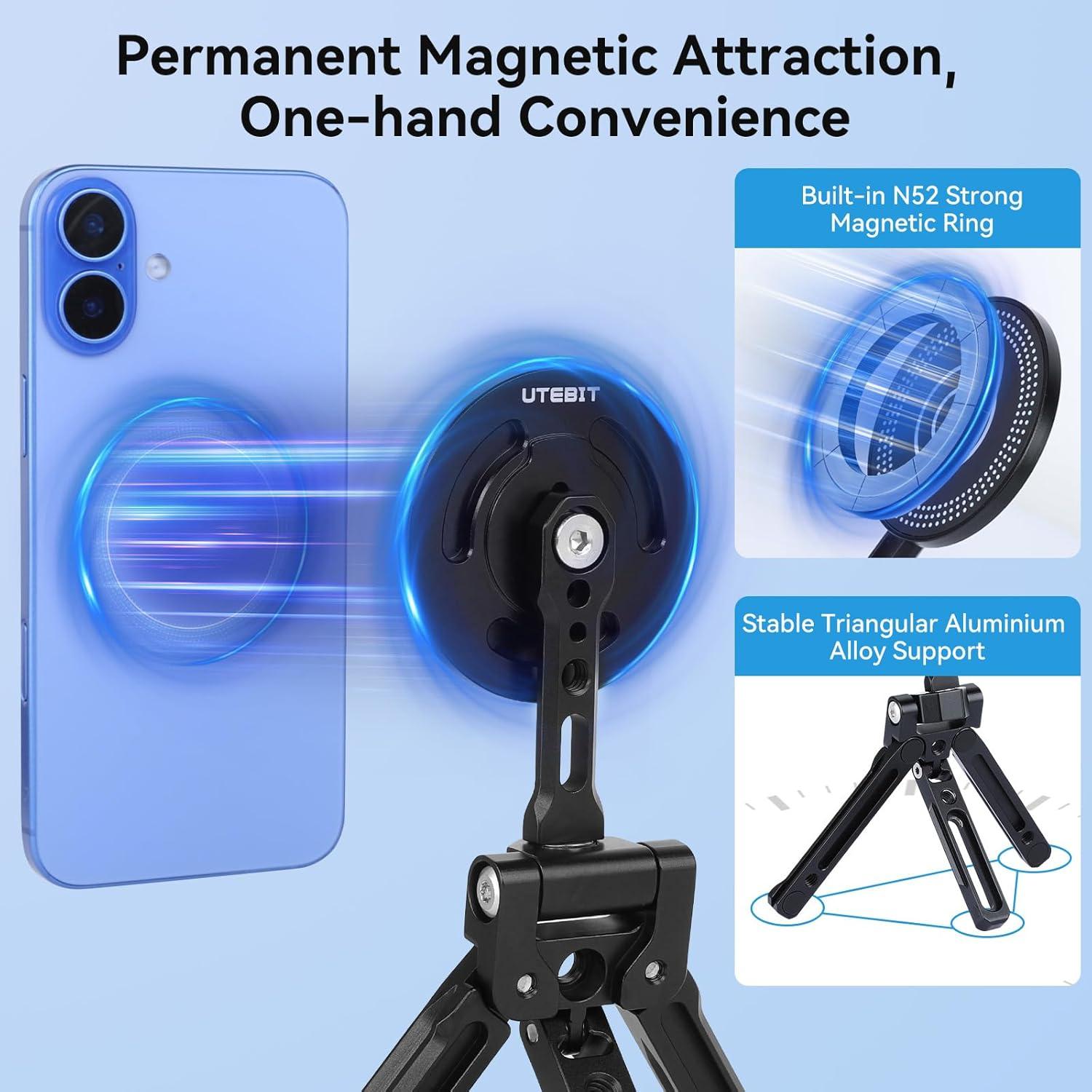 Soporte de trípode magnético UTEBIT para iPhone 16/15/14/13