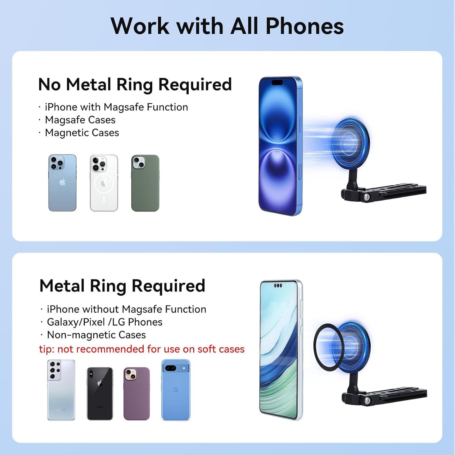 Soporte de trípode magnético UTEBIT para iPhone 16/15/14/13