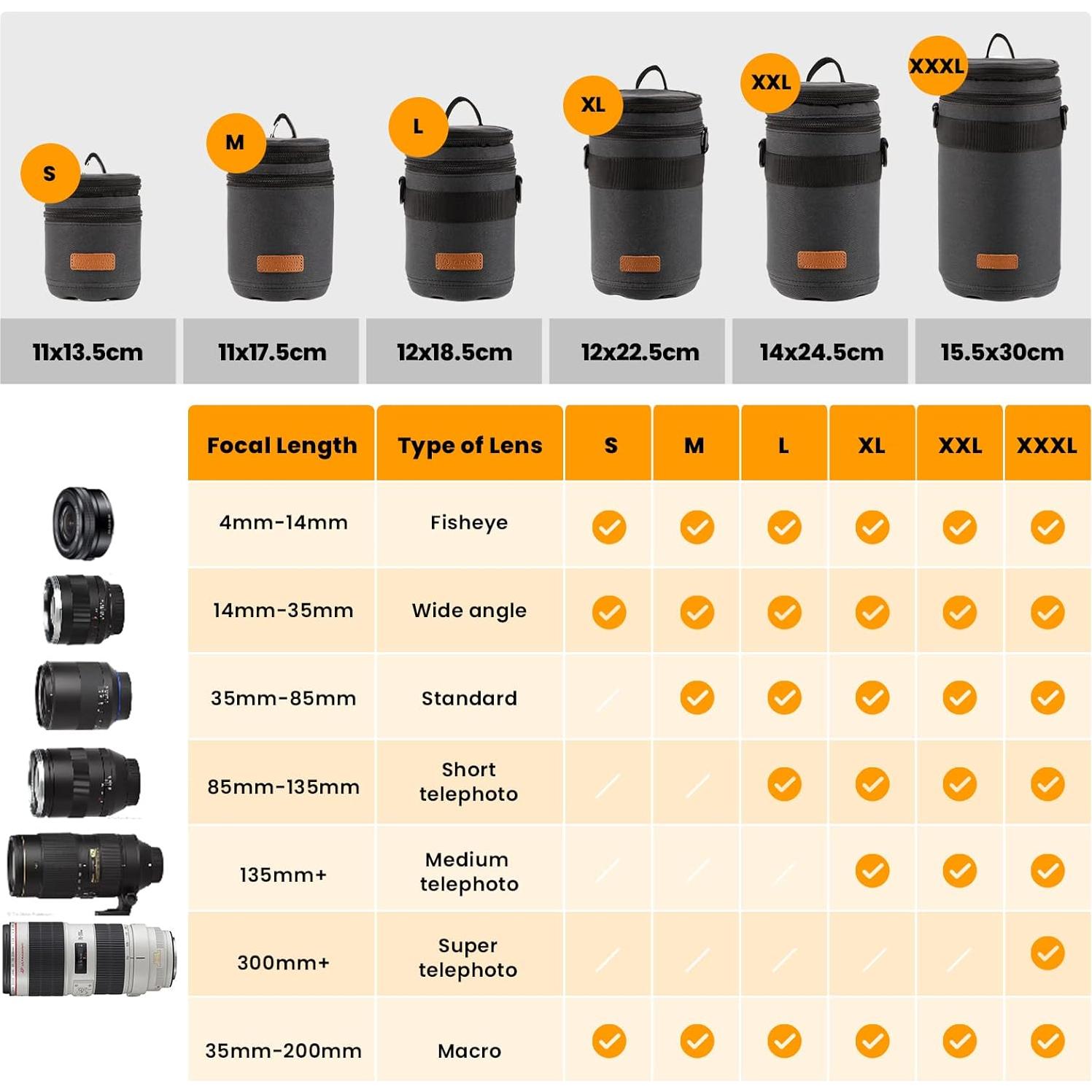 Funda Dura TARION para Lentes de Cámara Negra Grande 18.5x12 cm