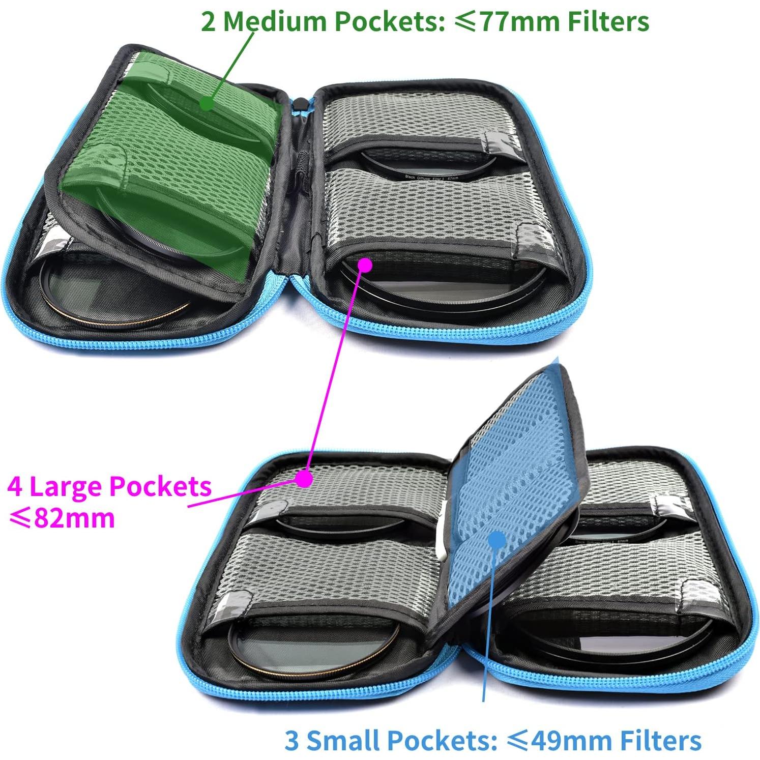 Funda para Filtros de Lente Acogedor 9 Bolsillos 30-82mm