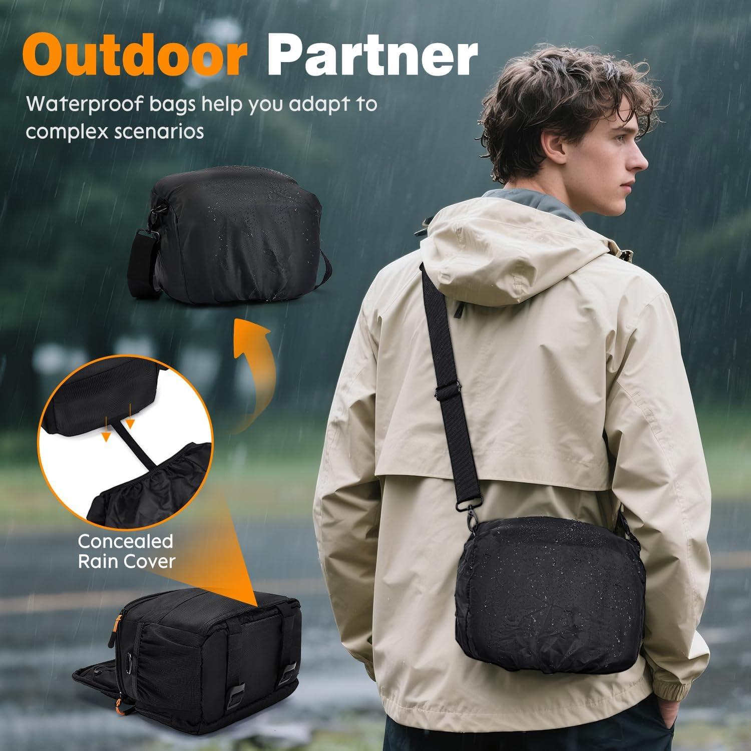 Bolsa de Hombro para Cámara AMOZZ Negra, Acolchada y Impermeable