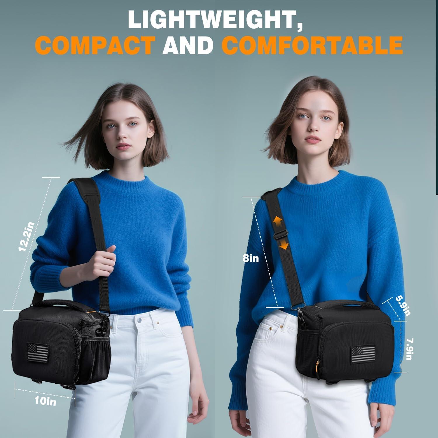 Bolsa de Hombro para Cámara AMOZZ Negra, Acolchada y Impermeable