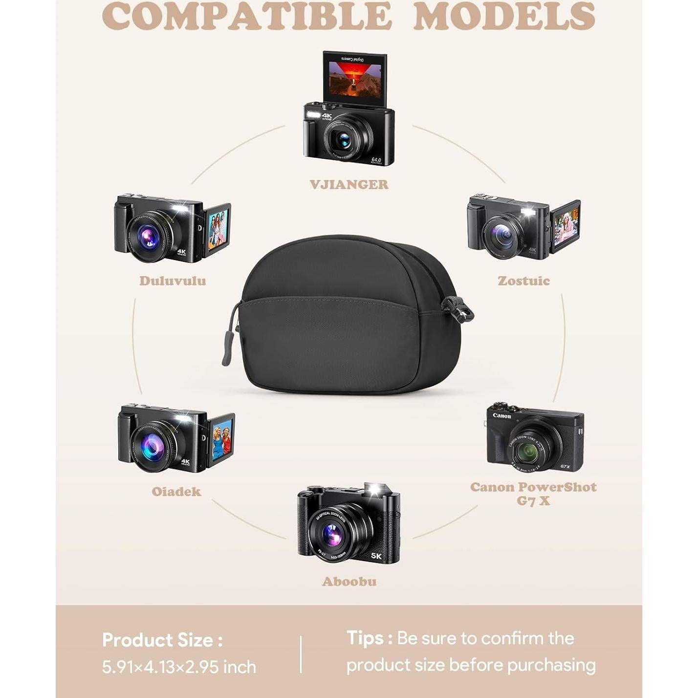 Funda suave para cámara digital 4K SQERO con bolsillo malla