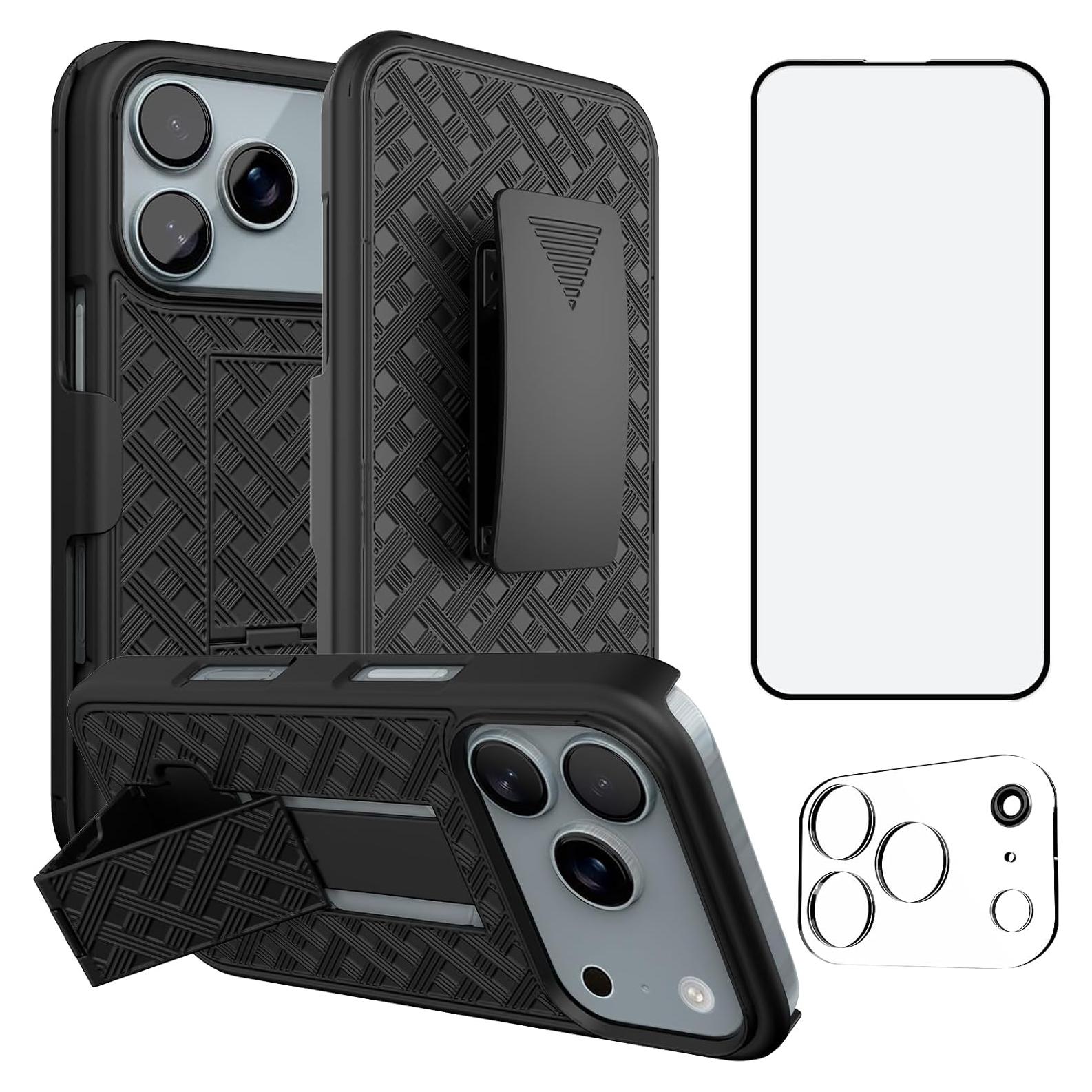 Funda Ailiber para iPhone 17 Pro Max con Soporte y Clip - Negro