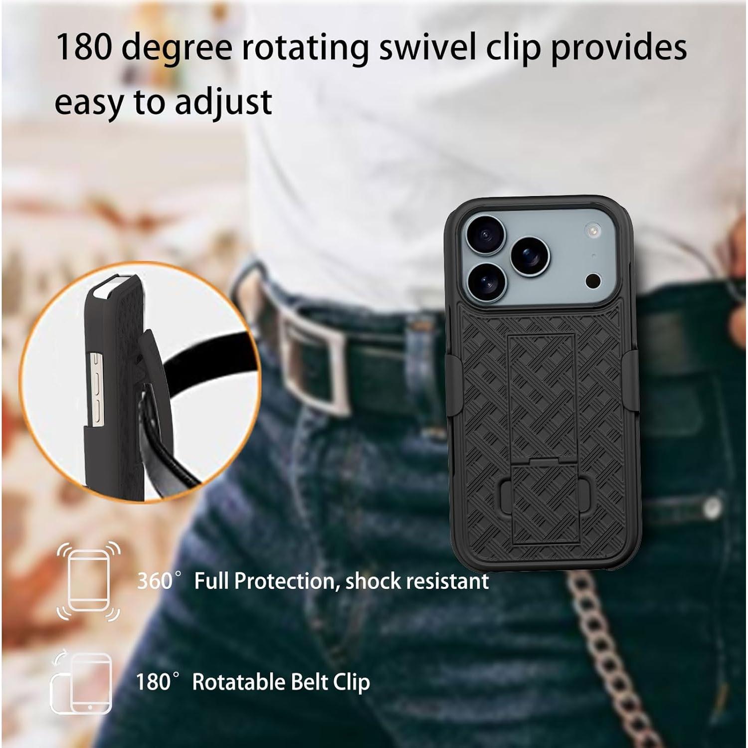 Funda Ailiber para iPhone 17 Pro Max con Soporte y Clip - Negro