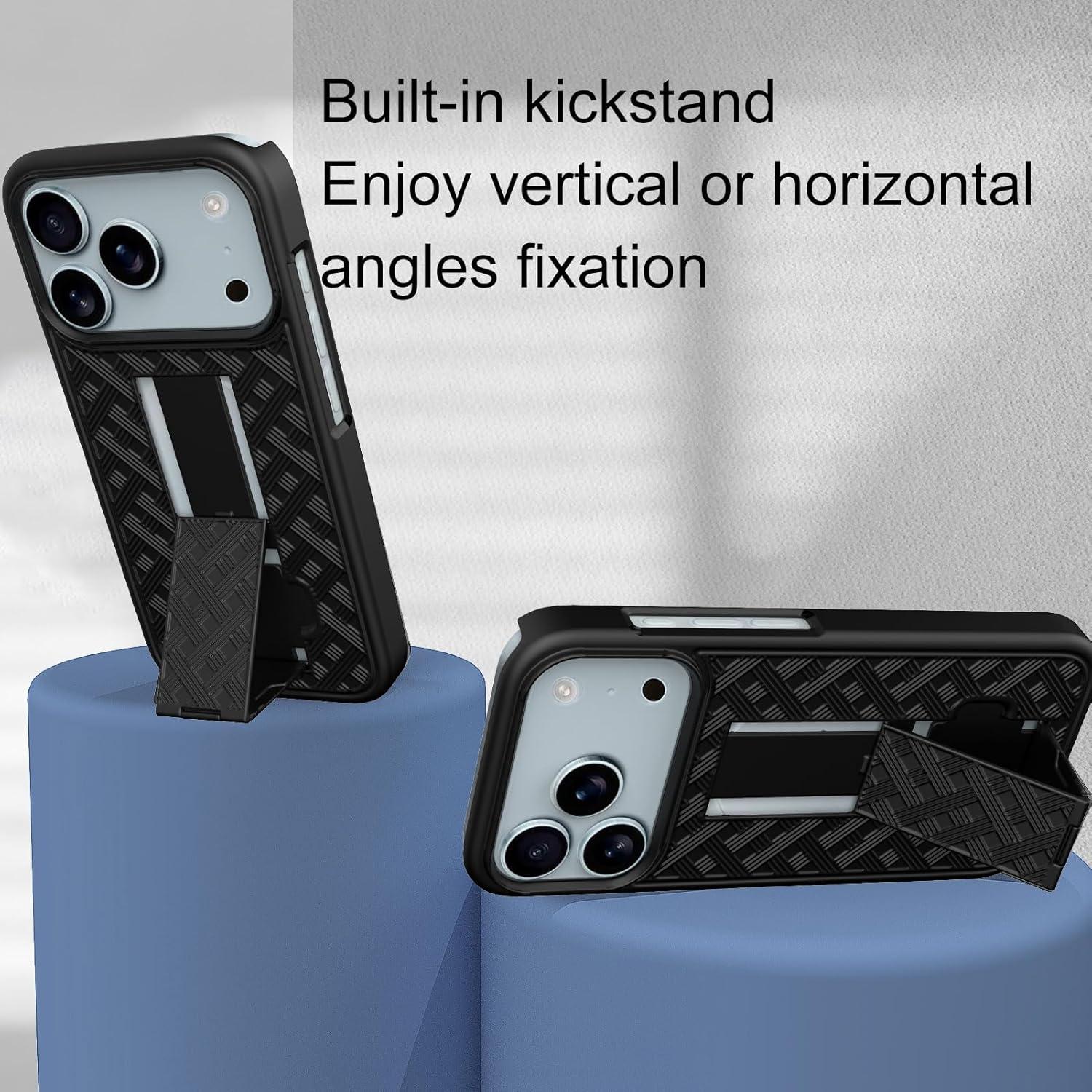 Funda Ailiber para iPhone 17 Pro Max con Soporte y Clip - Negro