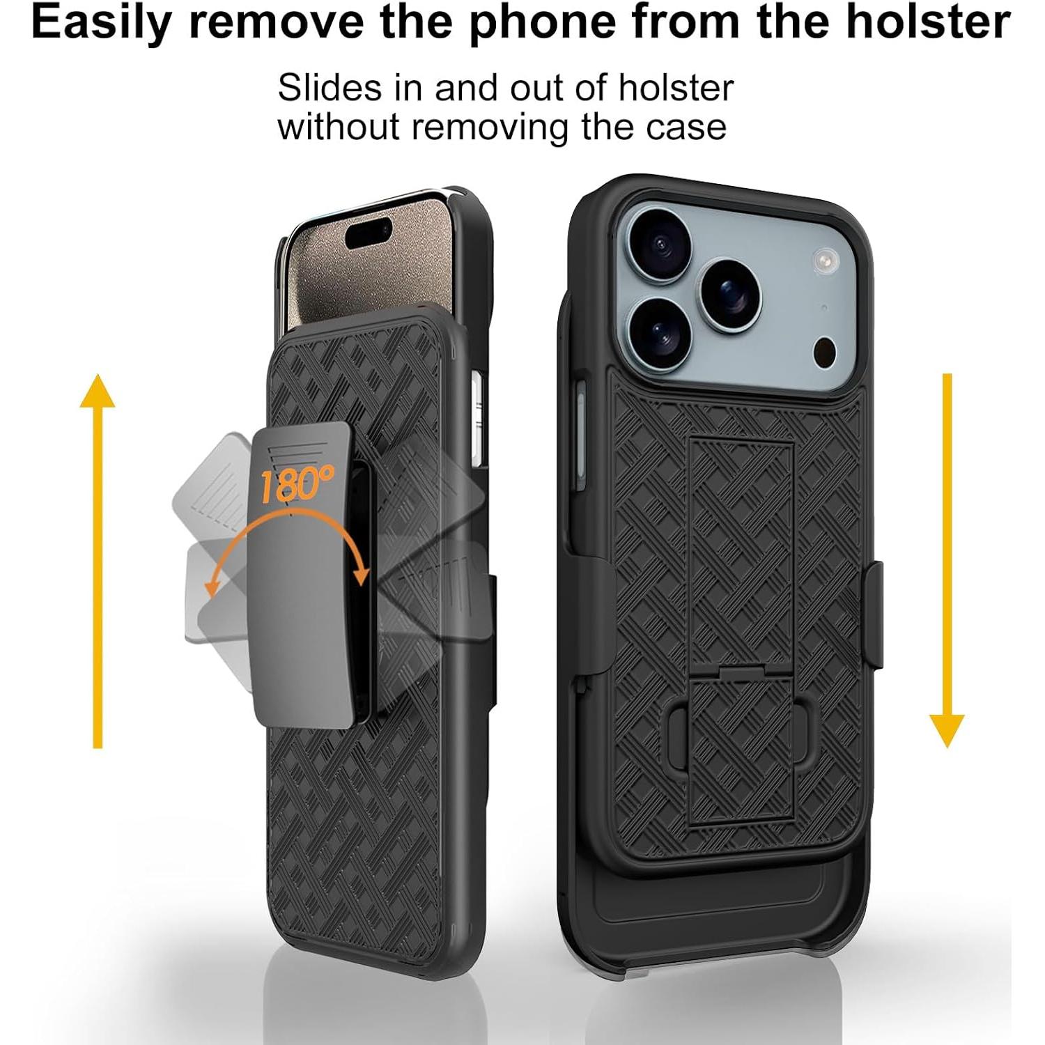 Funda Ailiber para iPhone 17 Pro Max con Soporte y Clip - Negro