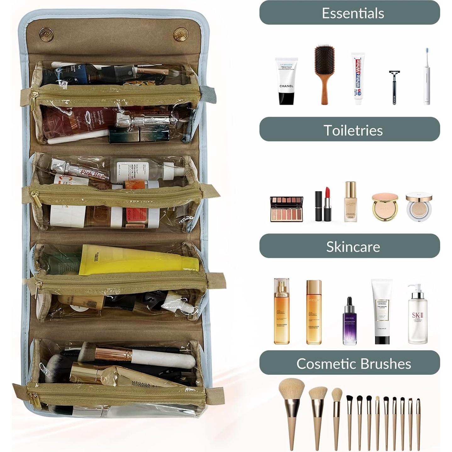 Bolsa de Maquillaje de Viaje YDR Azul 4 en 1 Organizador 24x12x12 cm