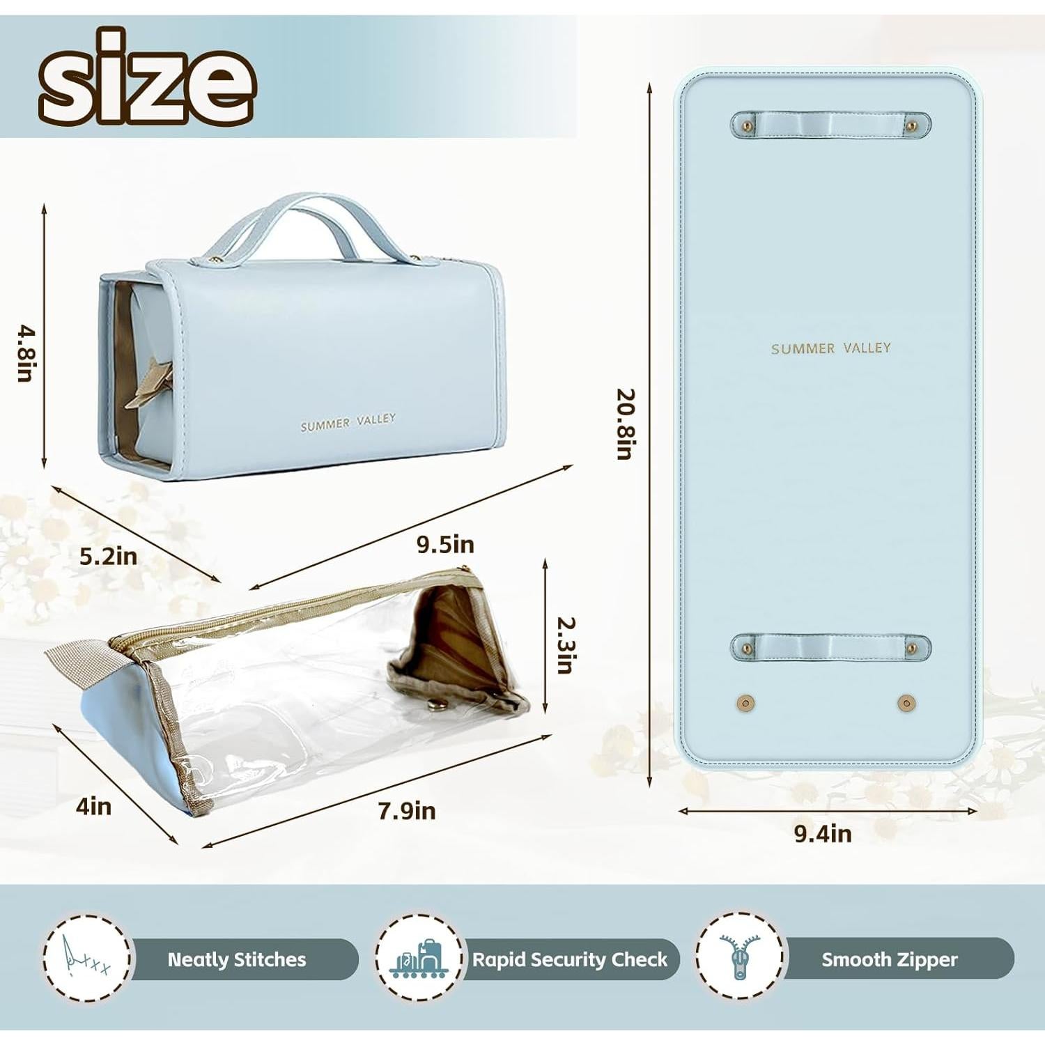 Bolsa de Maquillaje de Viaje YDR Azul 4 en 1 Organizador 24x12x12 cm