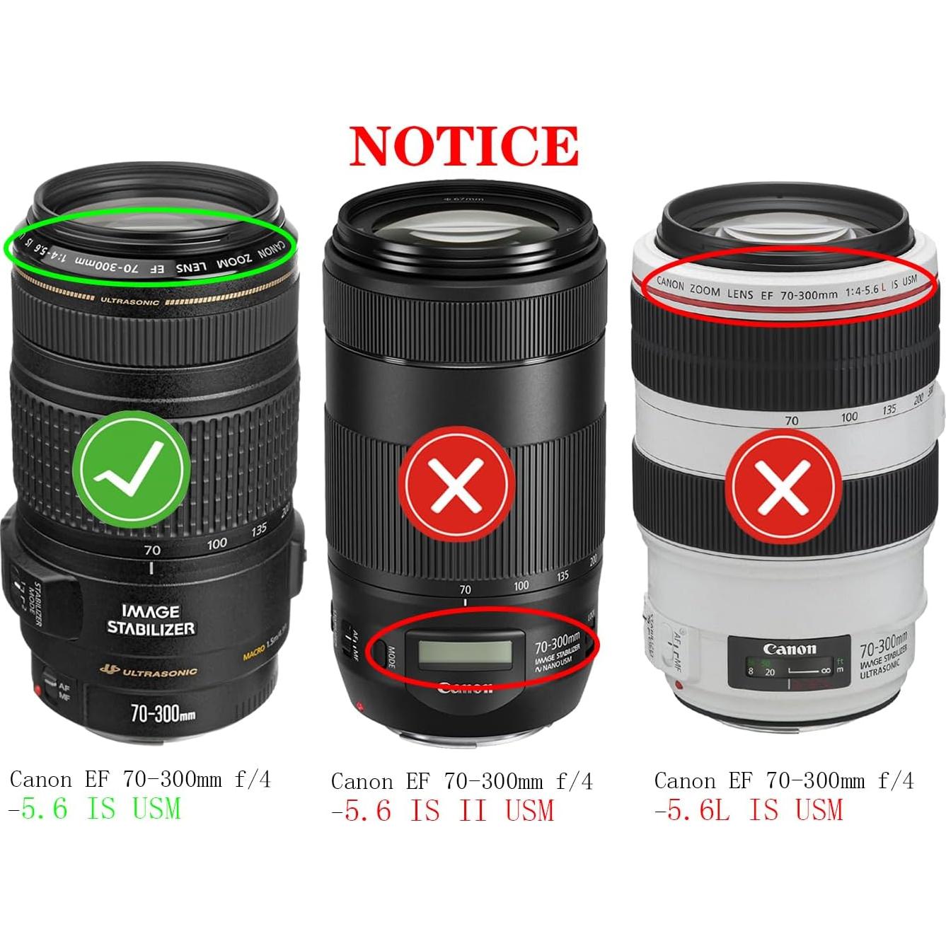 Cubierta de lente 58mm para Canon EF 70-300mm f/4-5.6 IS USM - 2 Piezas